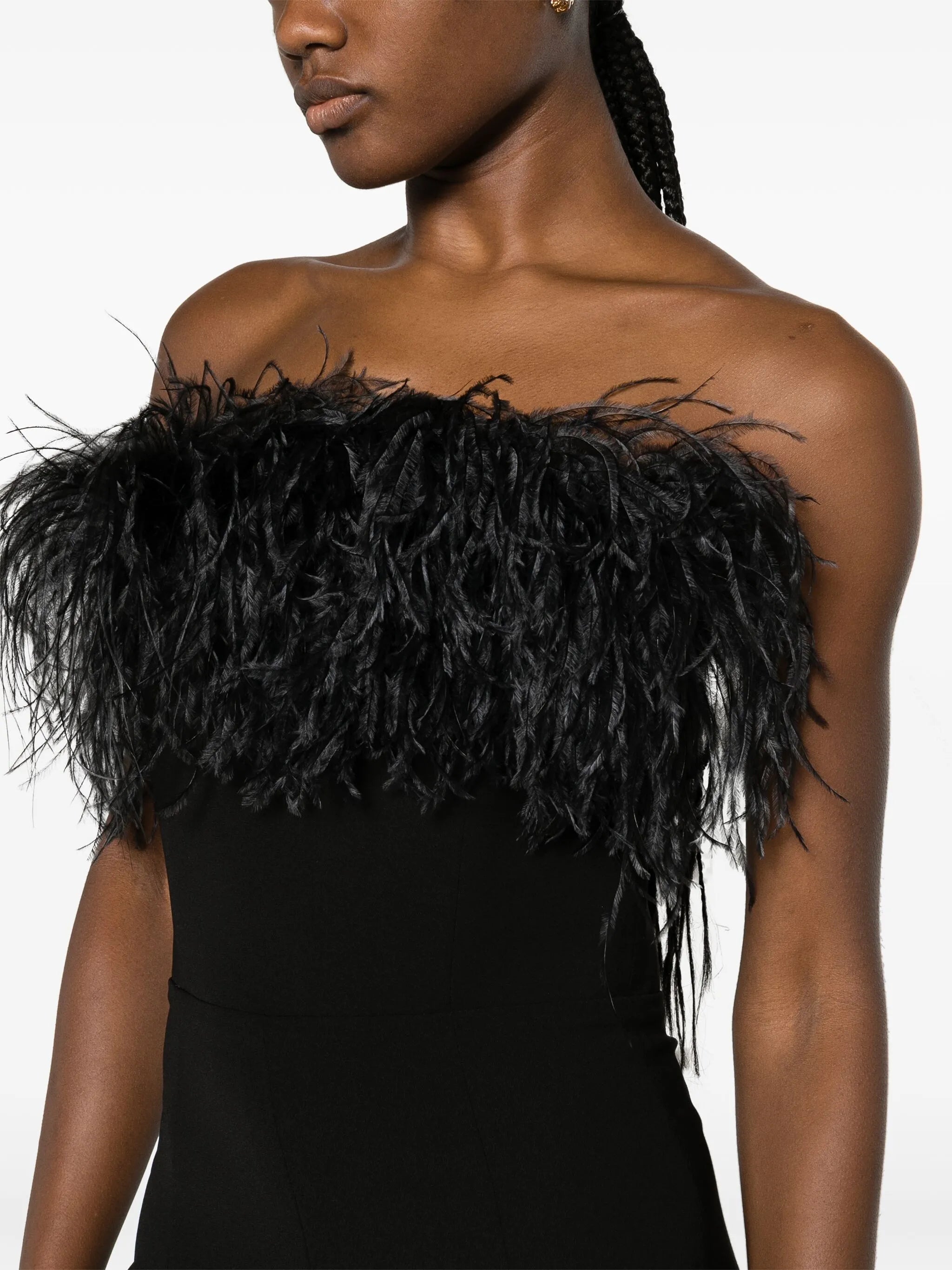 Taree feather-trimmed strapless jumpsuit