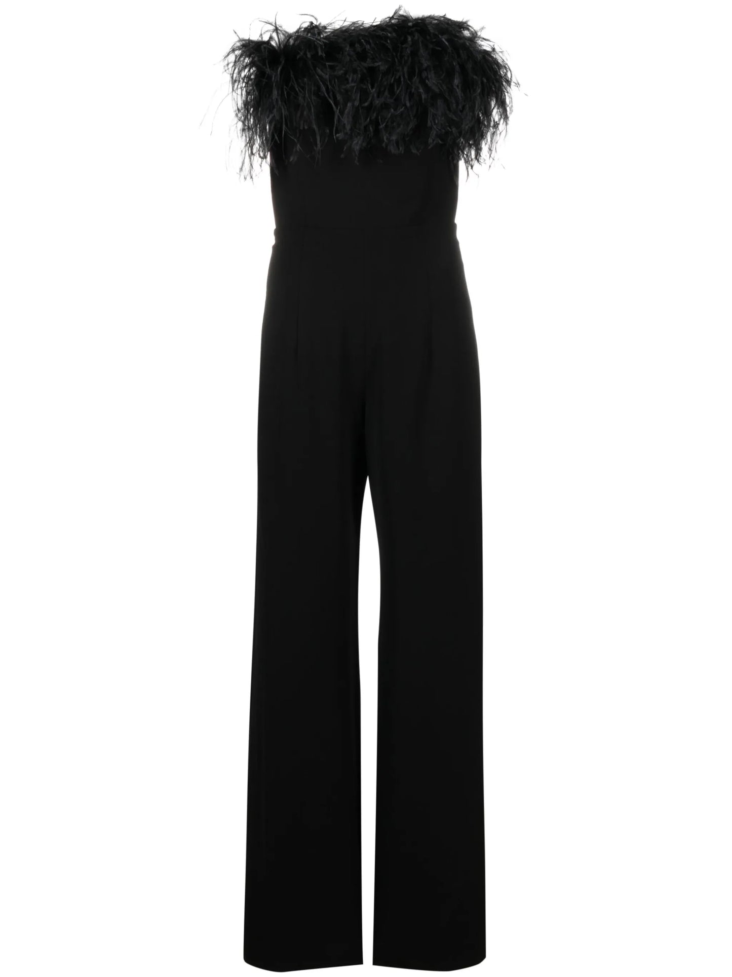 Taree feather-trimmed strapless jumpsuit