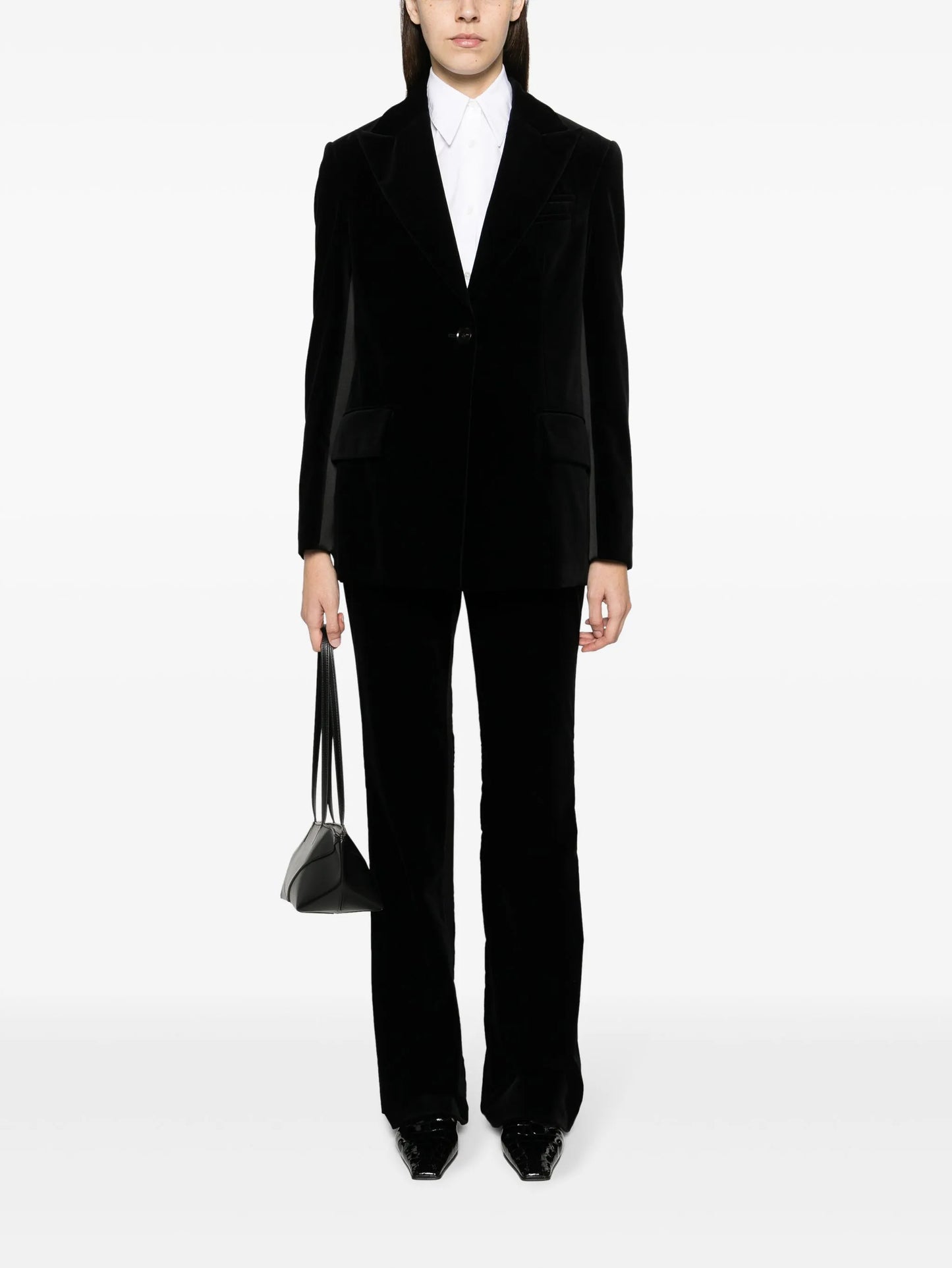 single-breasted velvet blazer