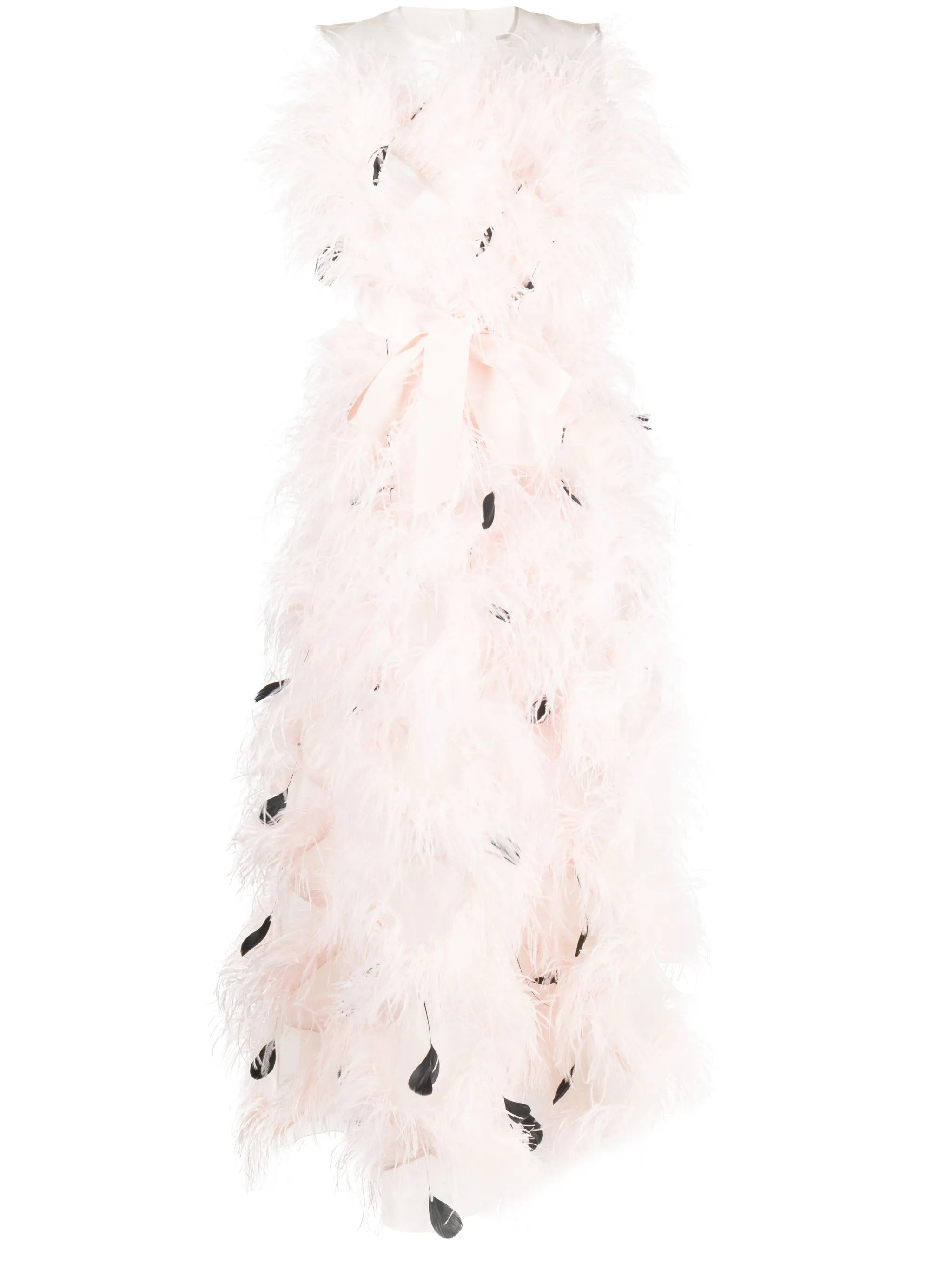 Mystique feather-embellished organza gown