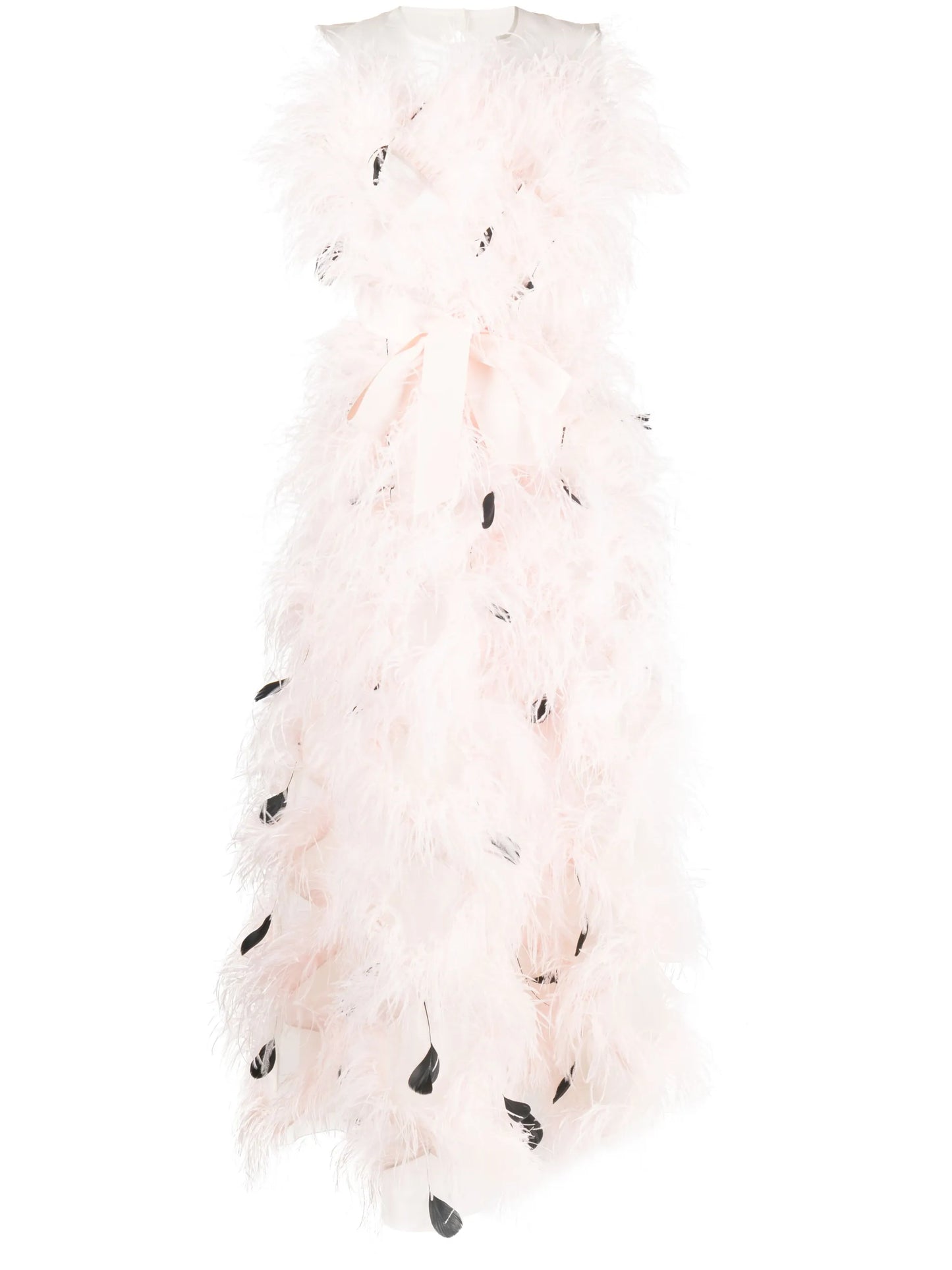 Mystique feather-embellished organza gown