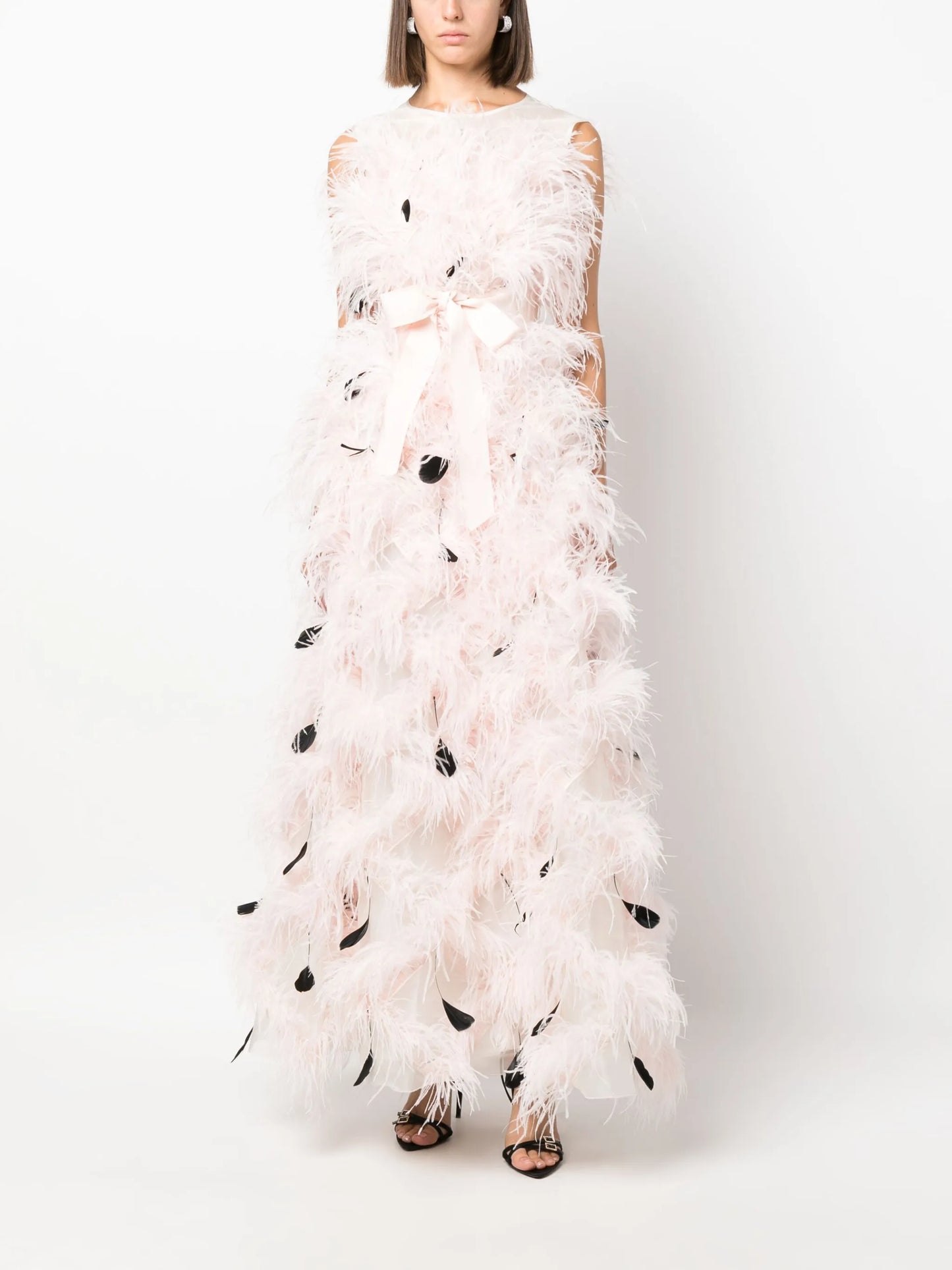 Mystique feather-embellished organza gown