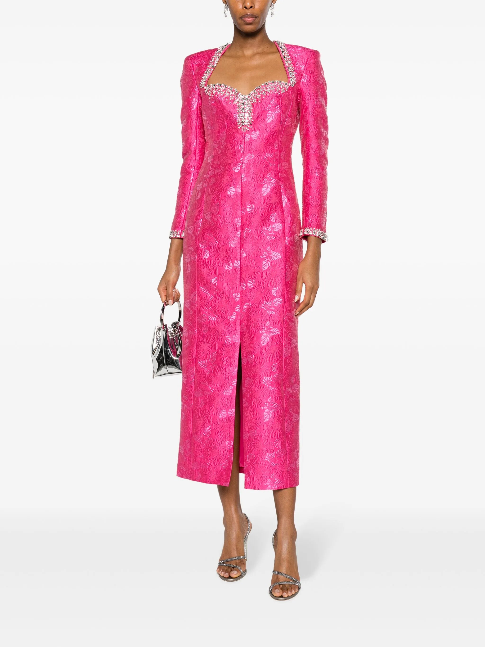 Eleanor floral-jacquard midi dress