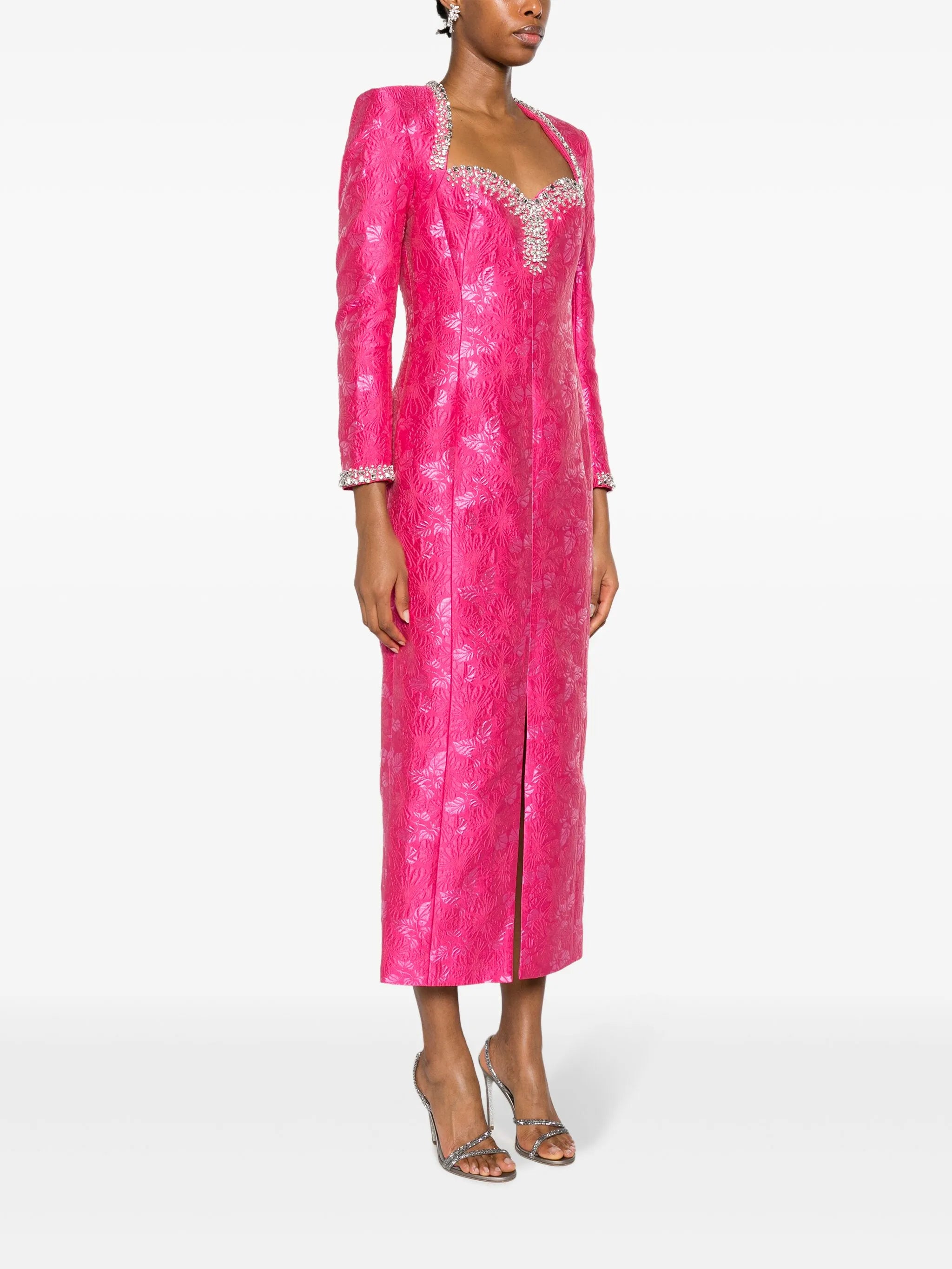 Eleanor floral-jacquard midi dress