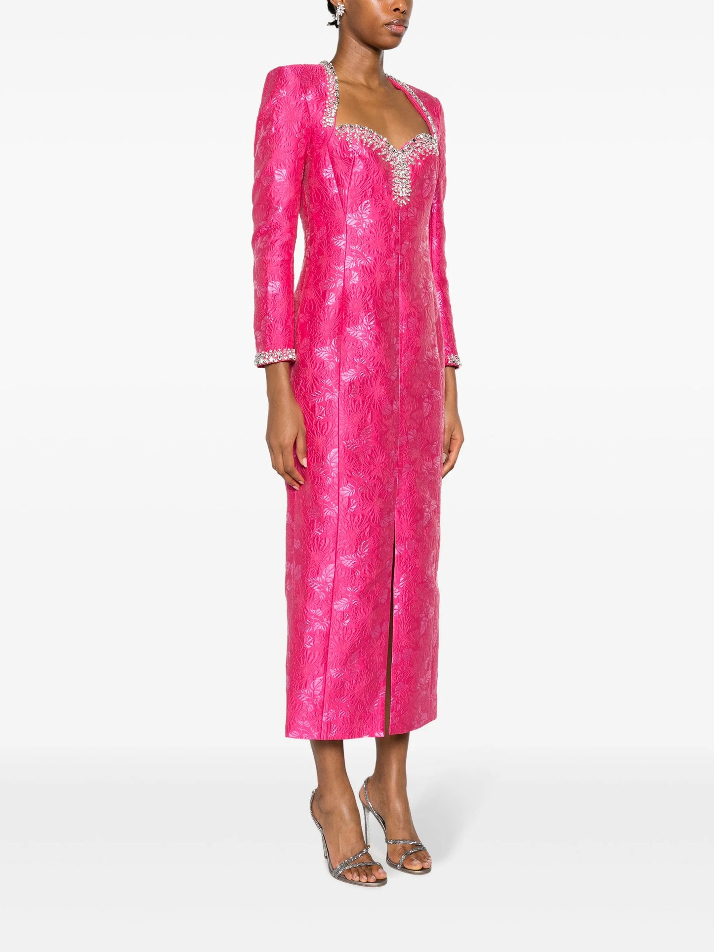 Eleanor floral-jacquard midi dress