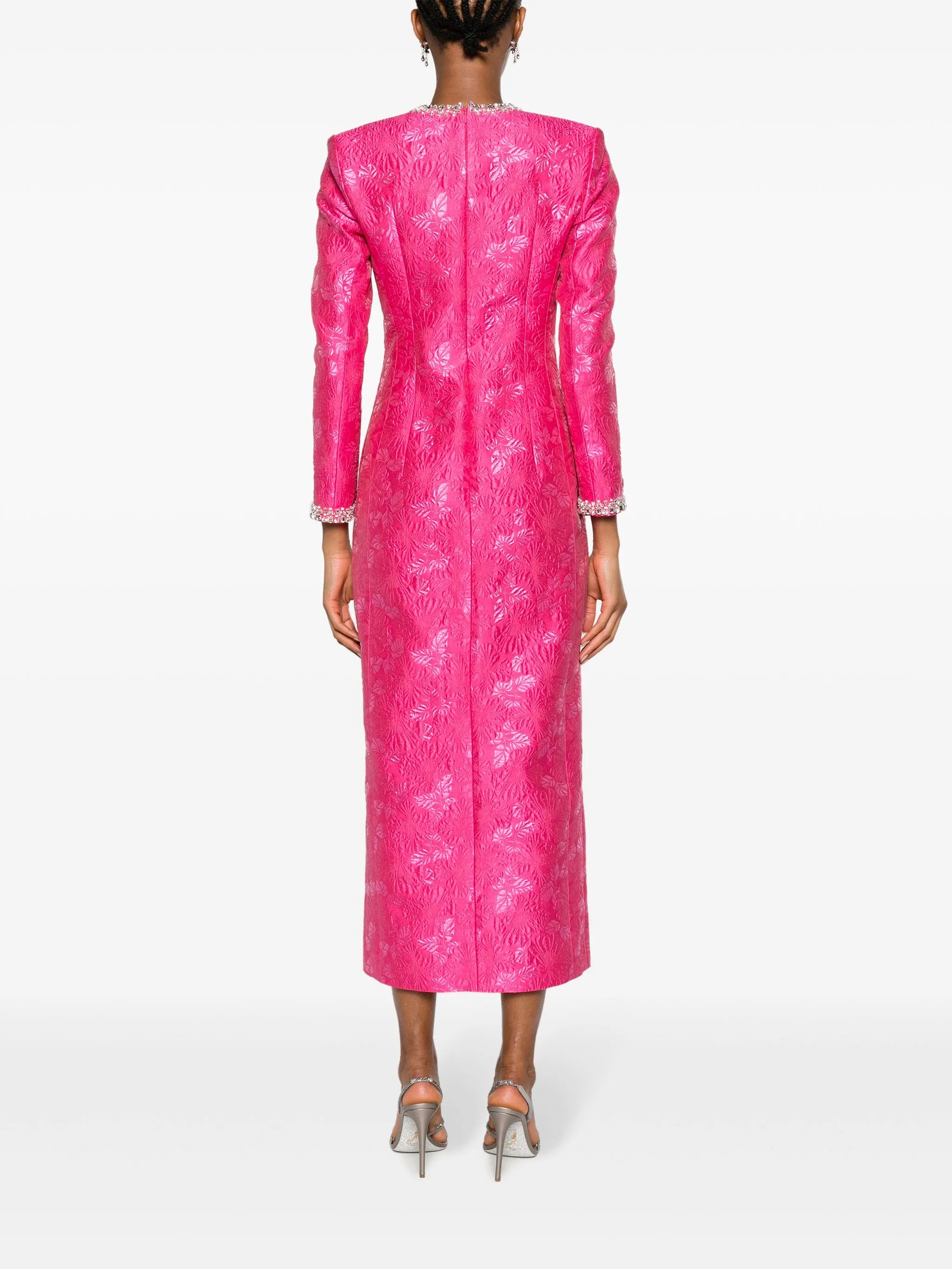 Eleanor floral-jacquard midi dress