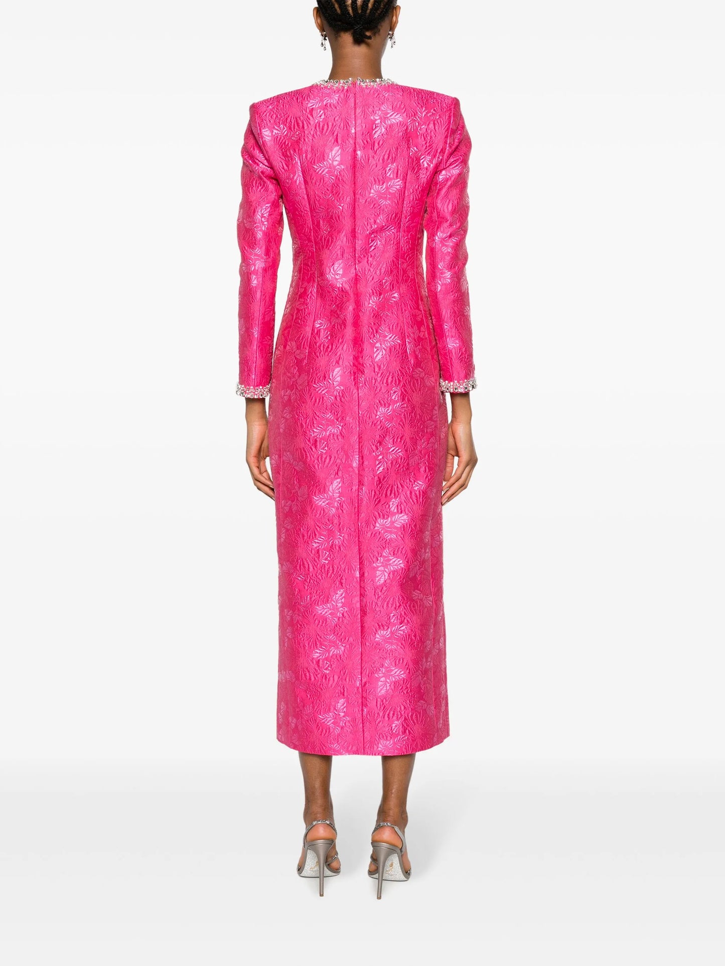 Eleanor floral-jacquard midi dress