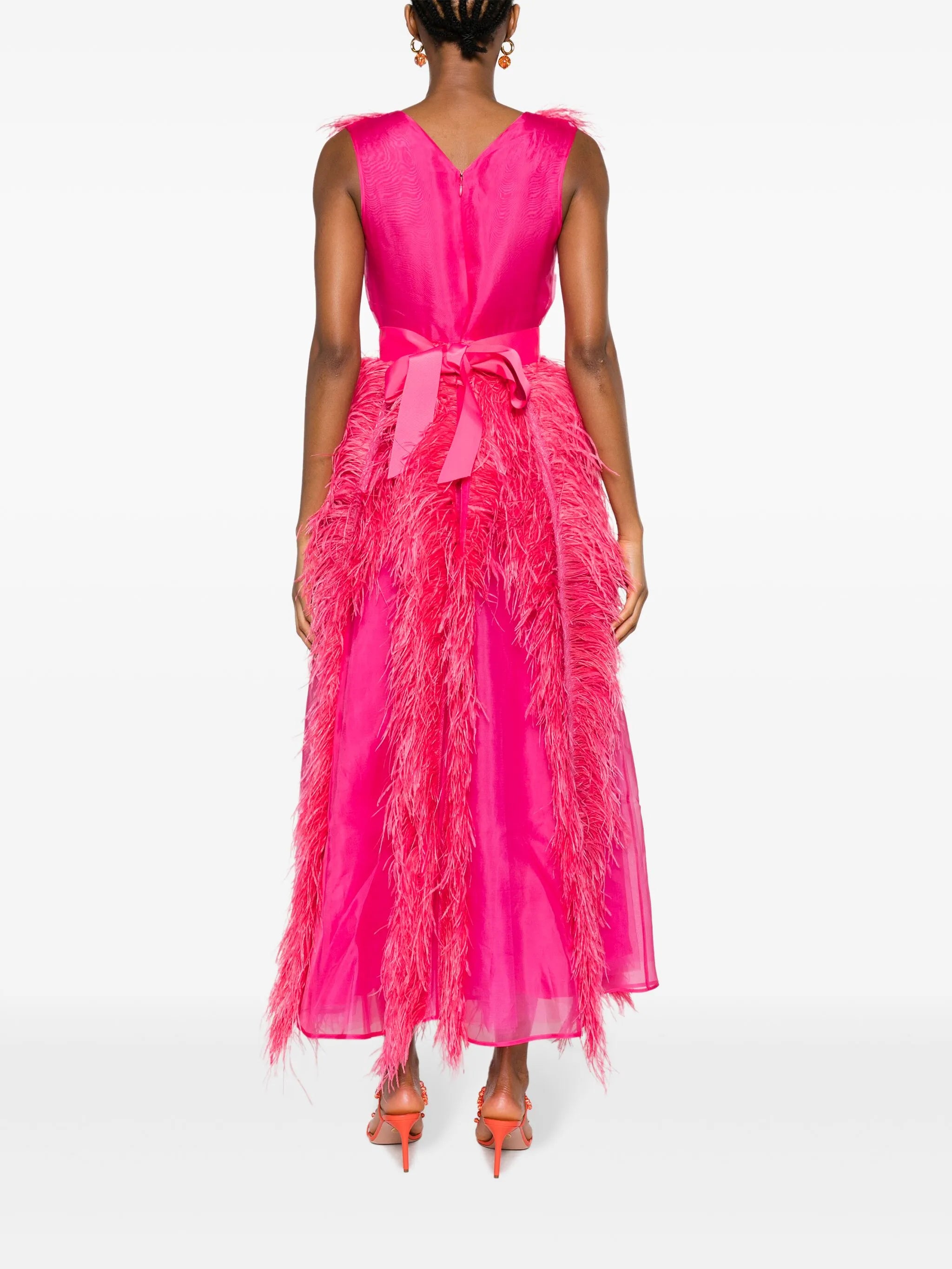 Irina ostrich-feather maxi dress