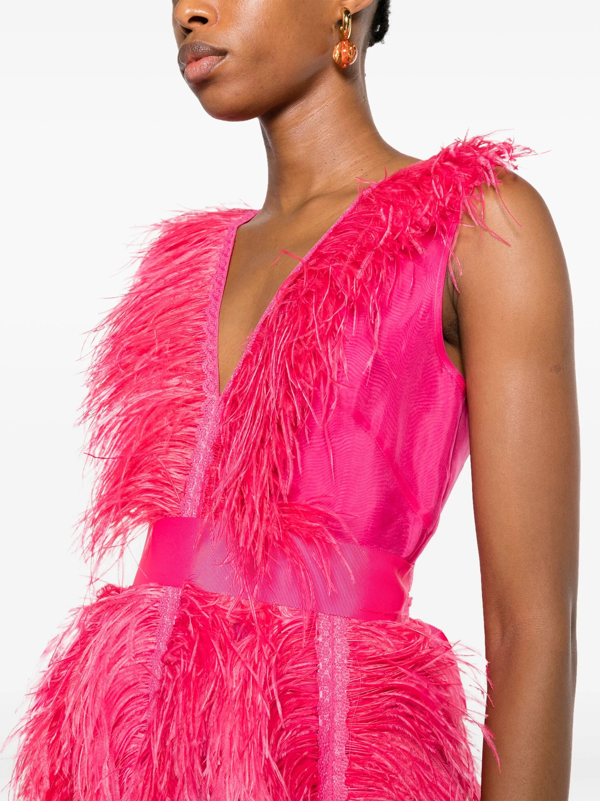 Irina ostrich-feather maxi dress