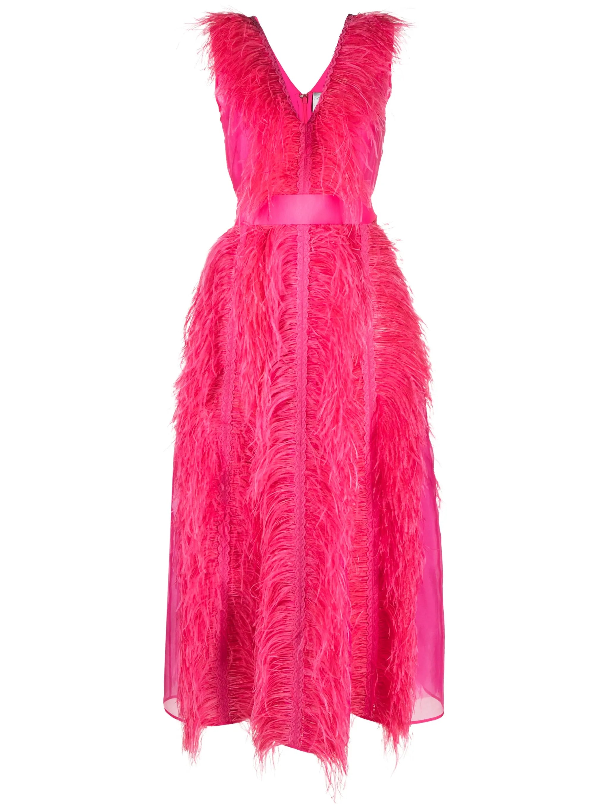 Irina ostrich-feather maxi dress