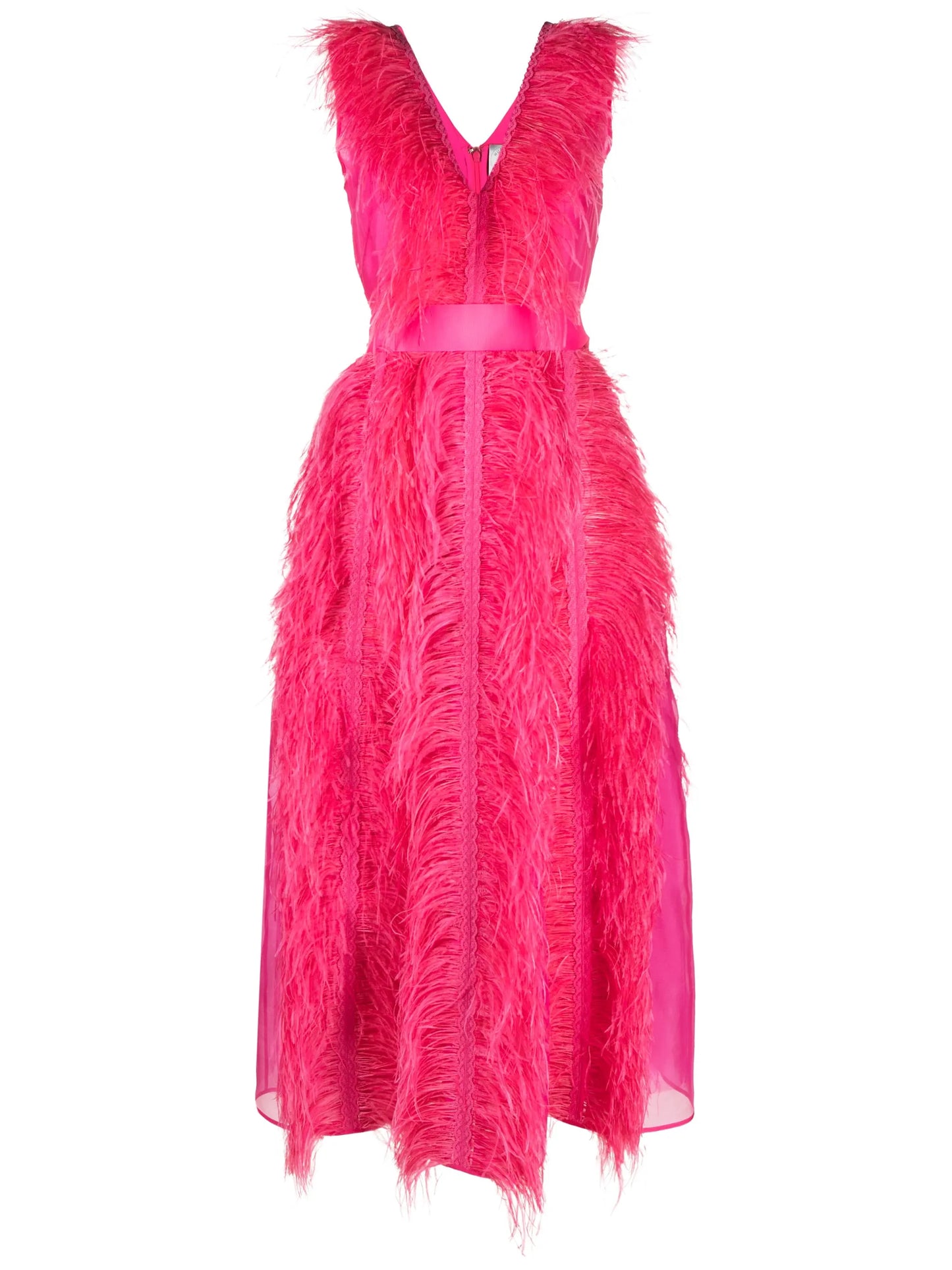 Irina ostrich-feather maxi dress