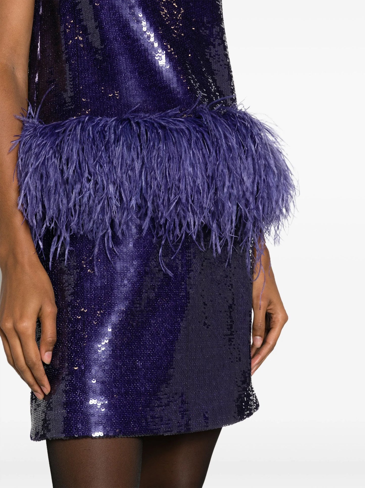 Aura feather-embellished minidress