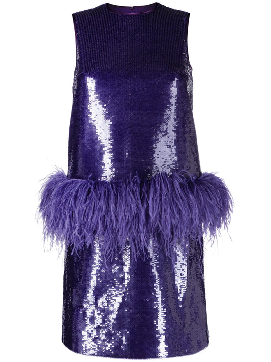 Aura feather-embellished minidress