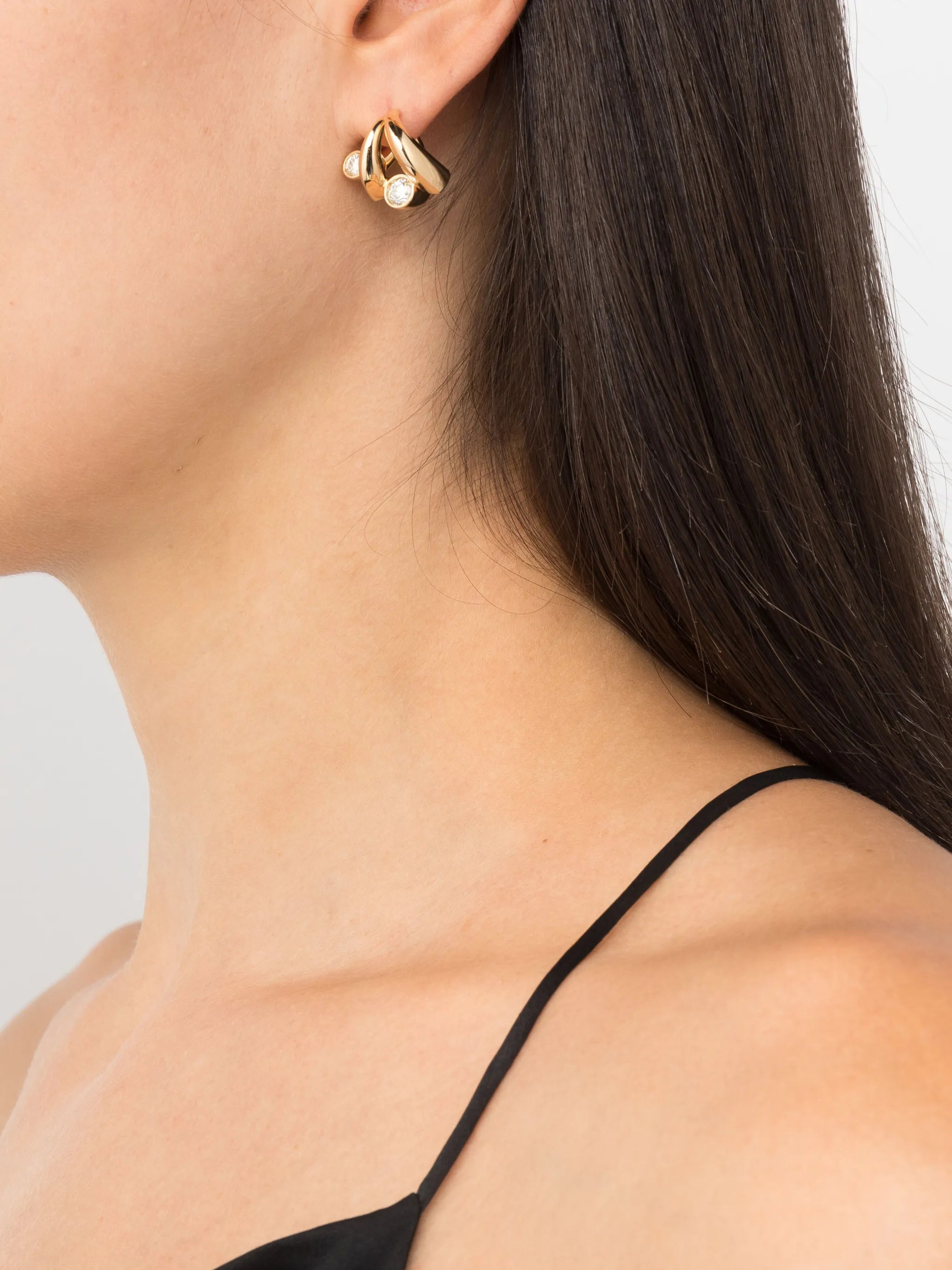 18kt yellow gold Oera diamond hoop earrings