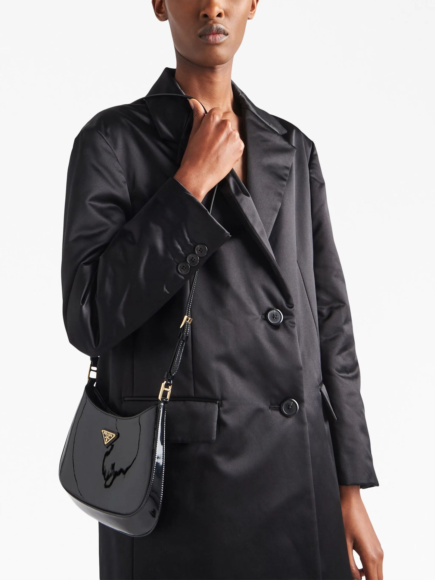 Cleo patent-leather medium shoulder bag