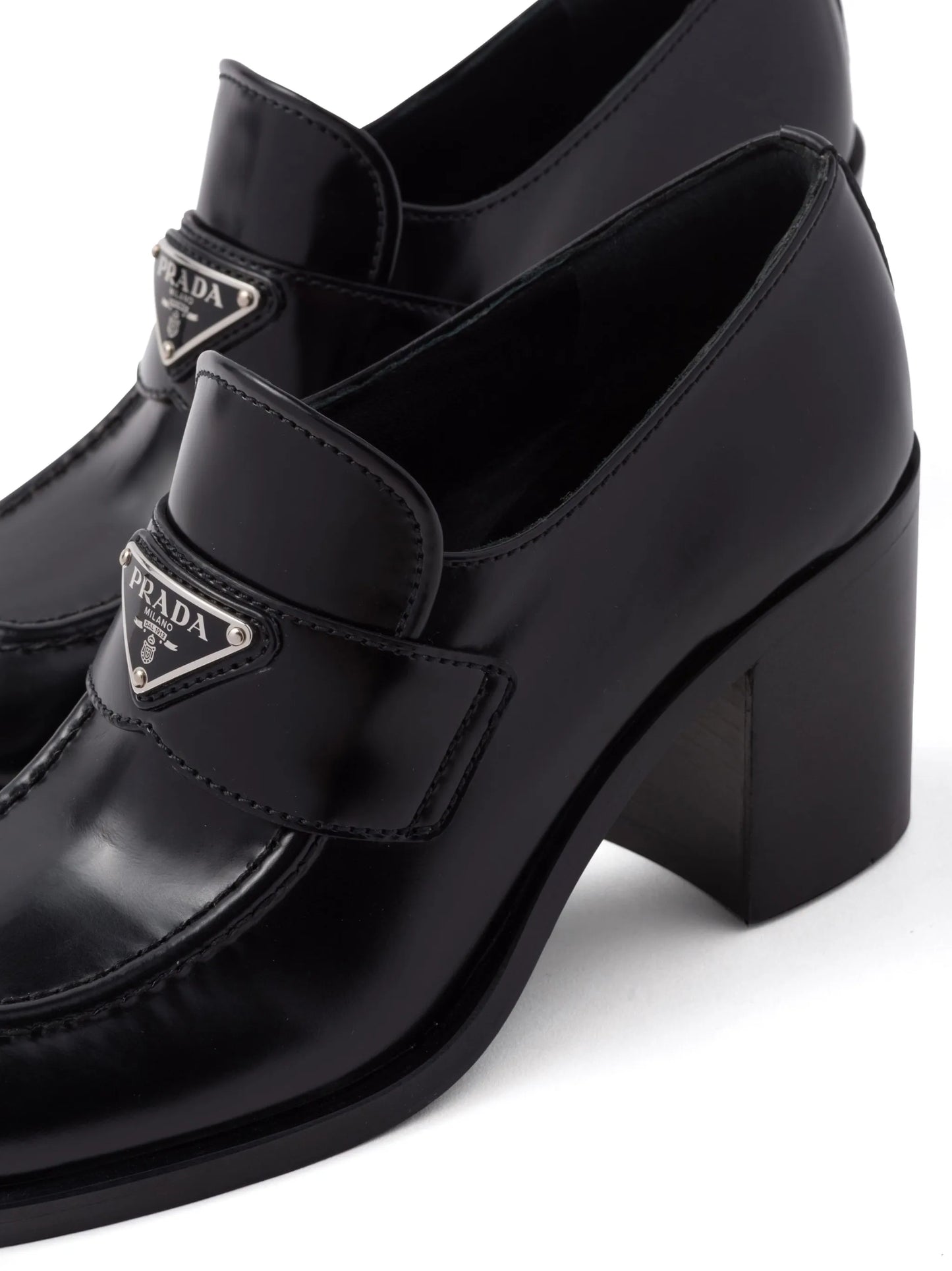 block-heel brushed-leather loafers