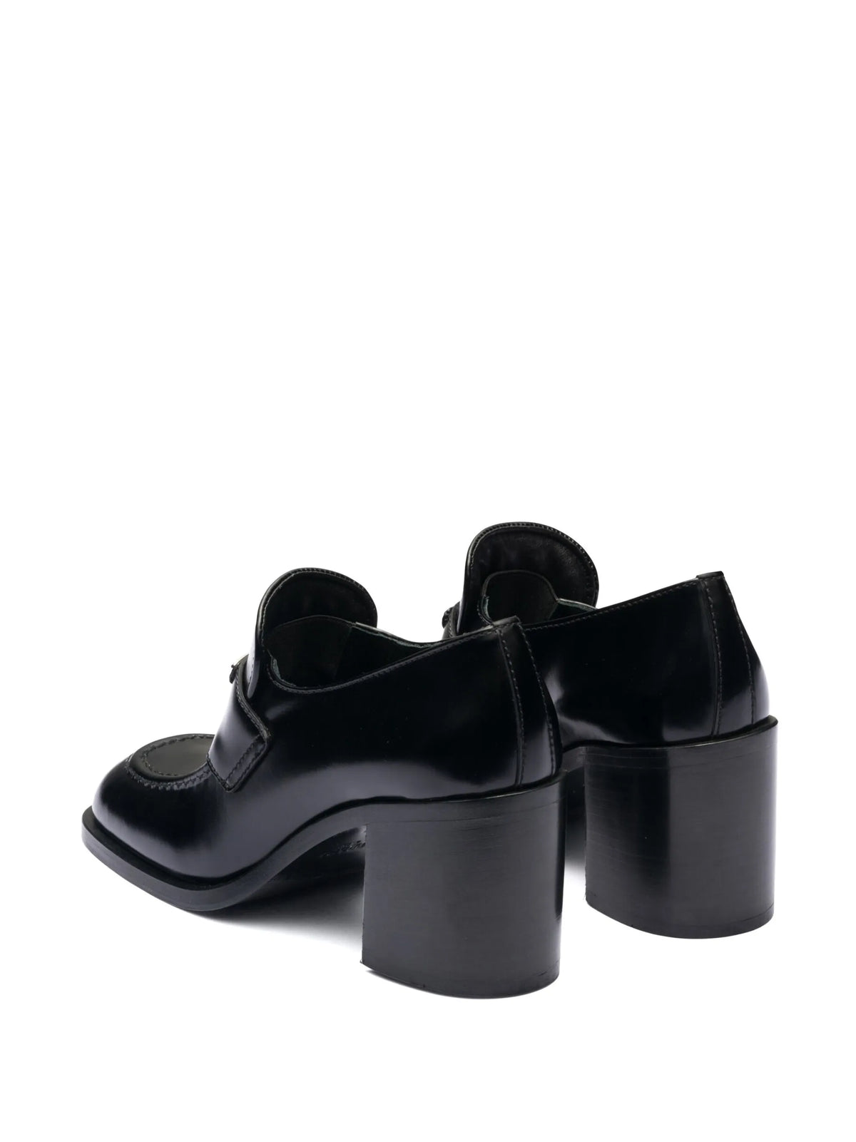 block-heel brushed-leather loafers