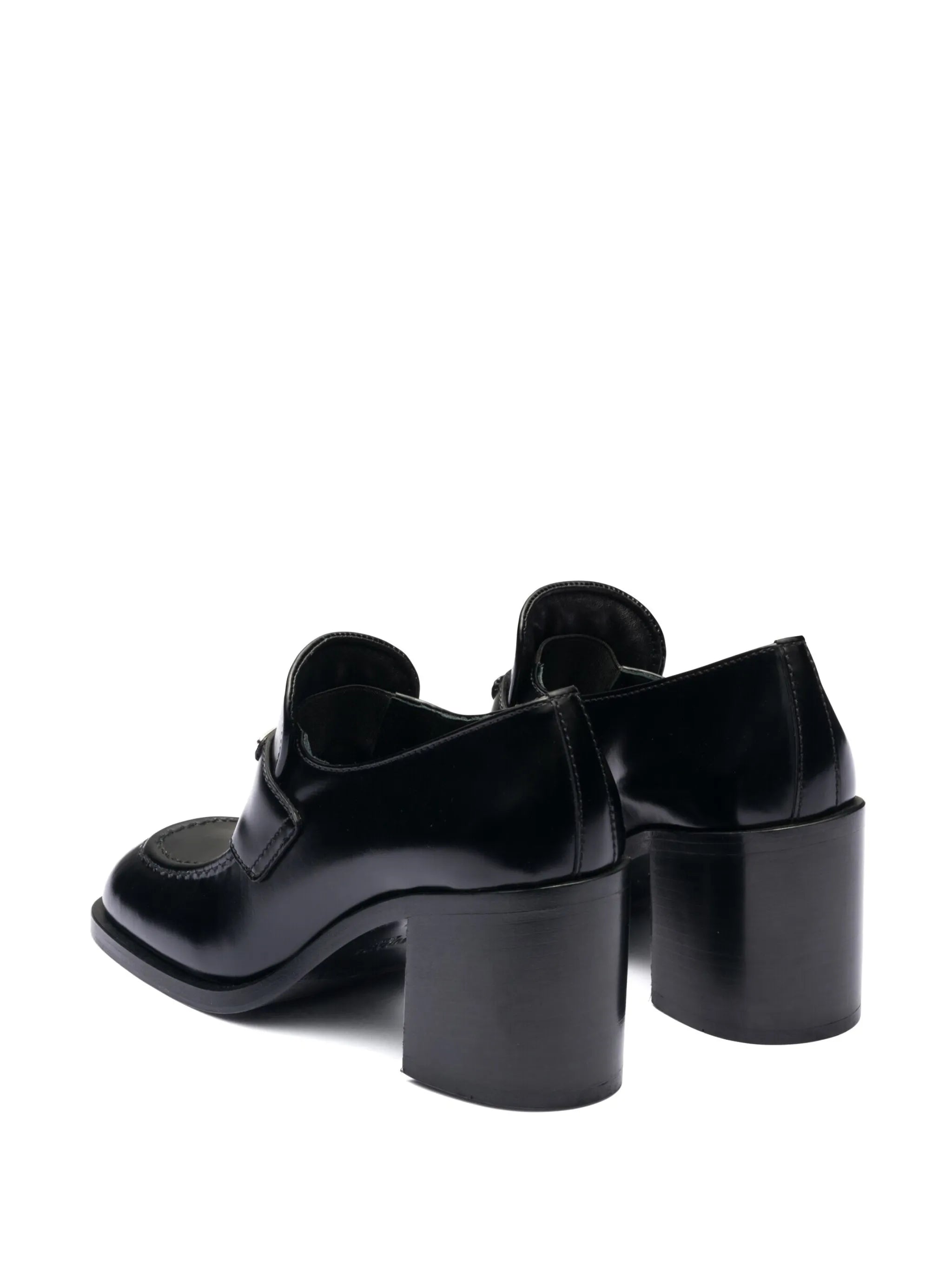 block-heel brushed-leather loafers