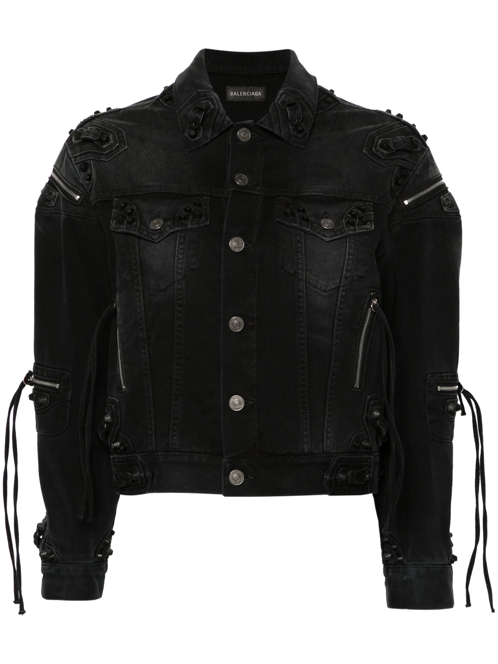 studded fringed denim jacket