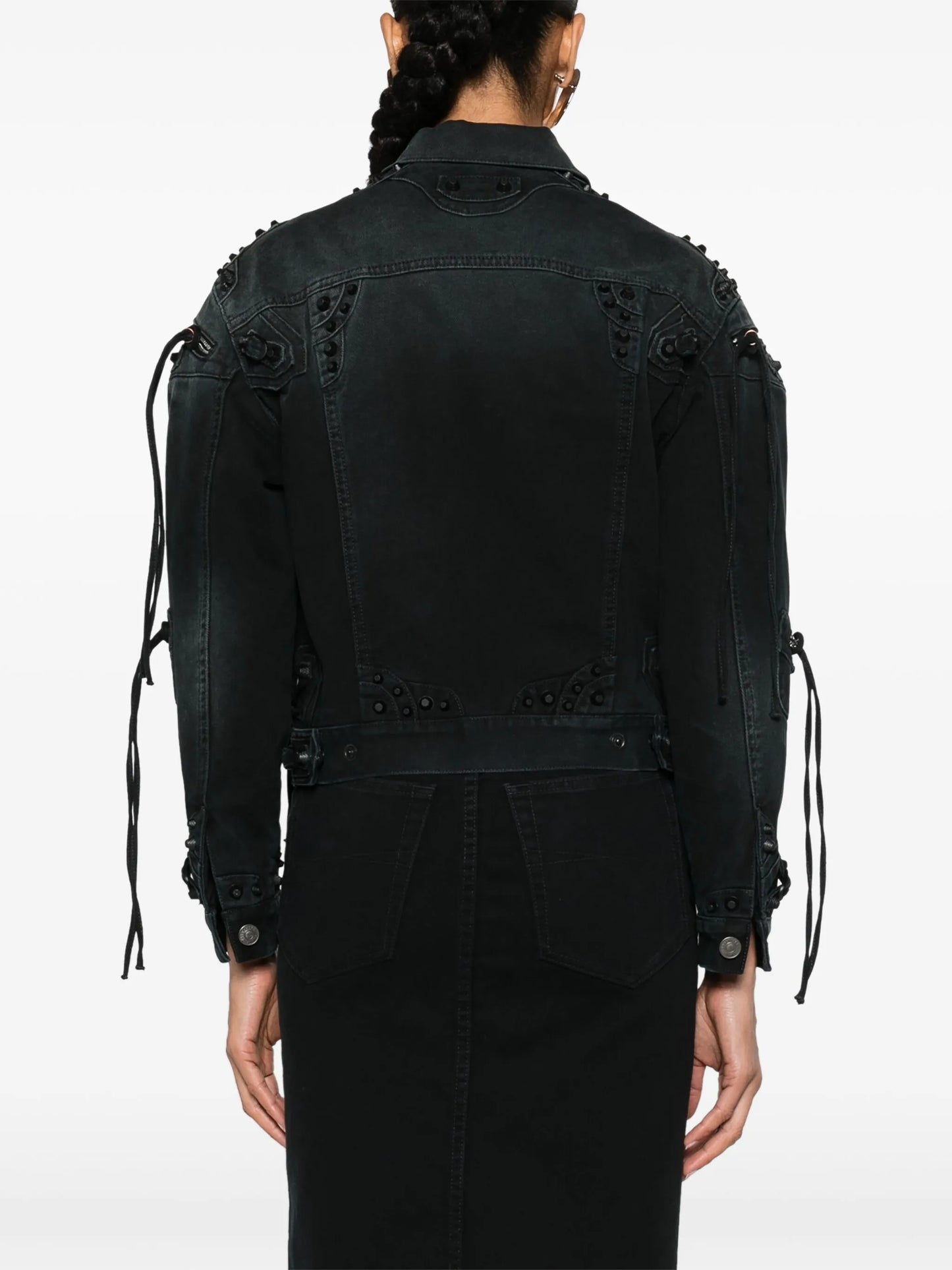 studded fringed denim jacket