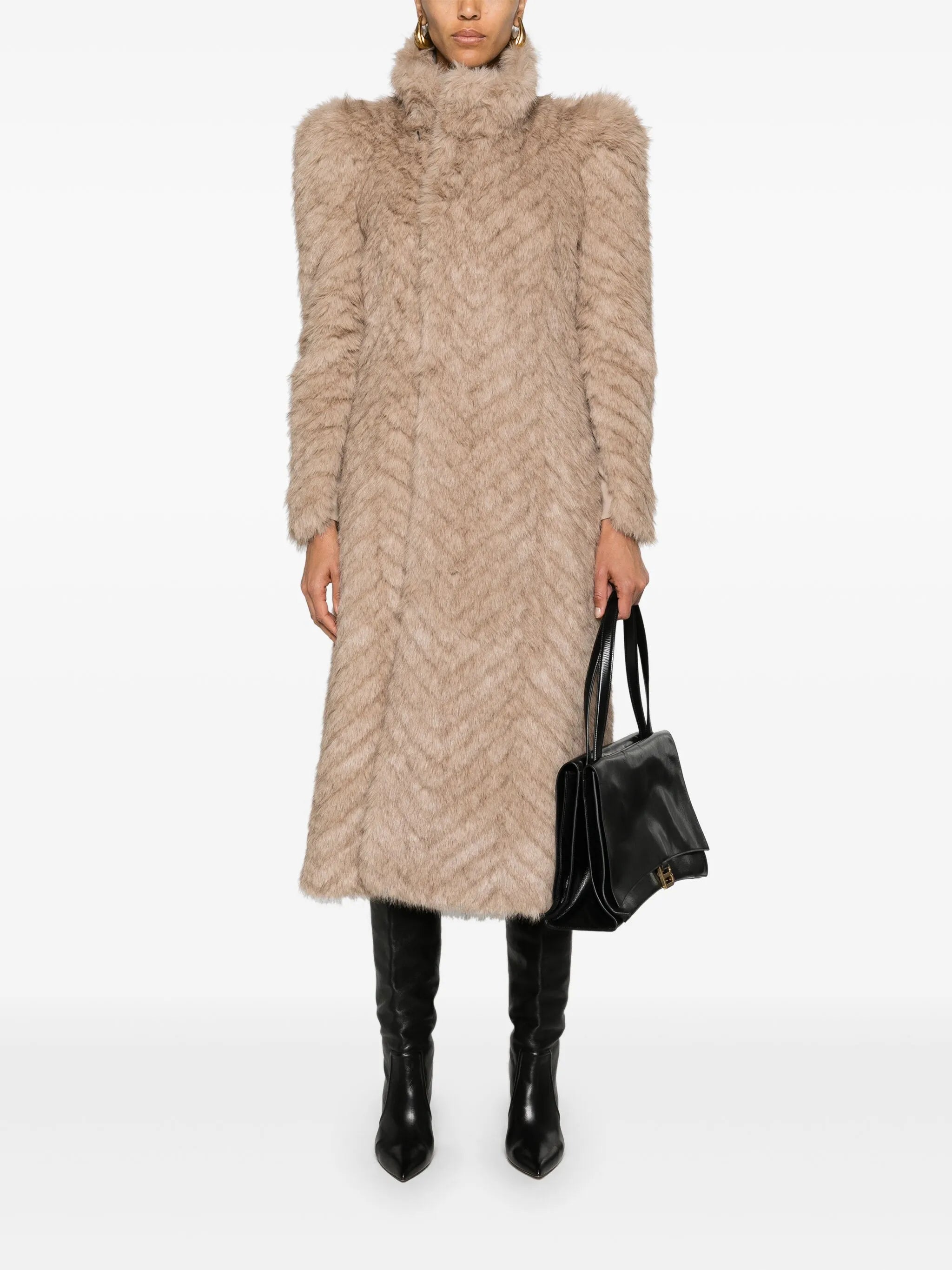 fur-design maxi coat
