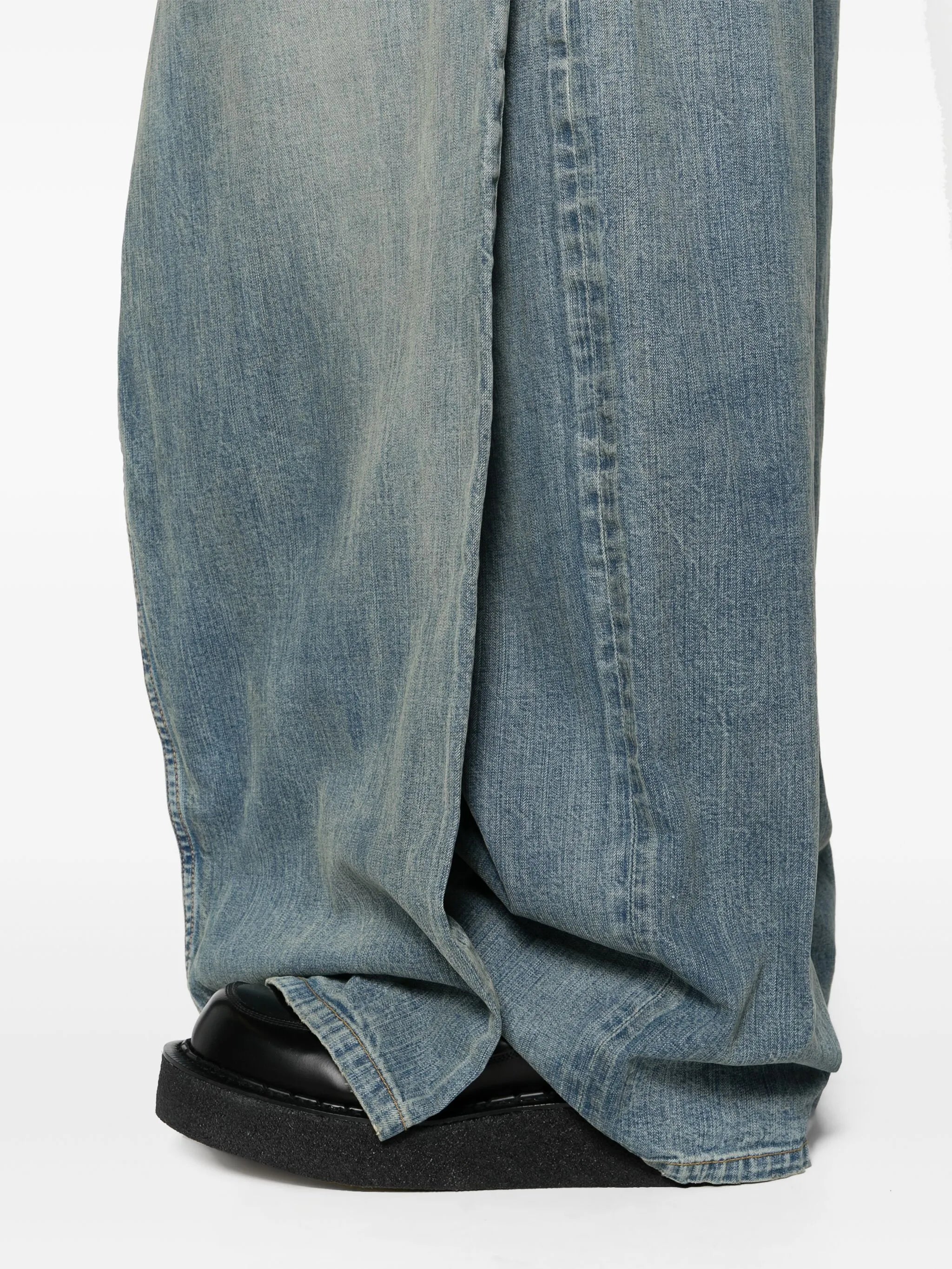 layered mid-rise wide-leg jeans