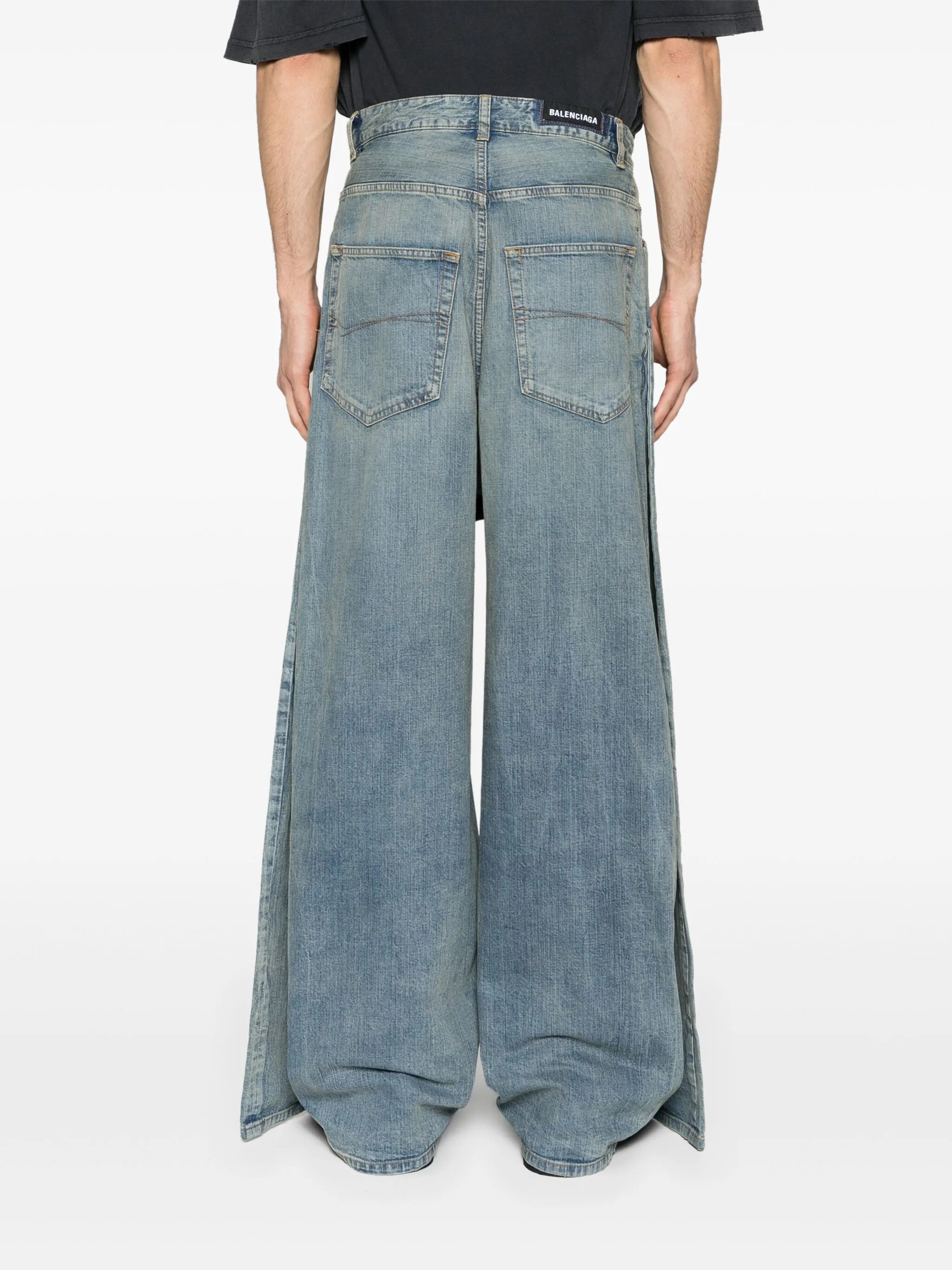 layered mid-rise wide-leg jeans