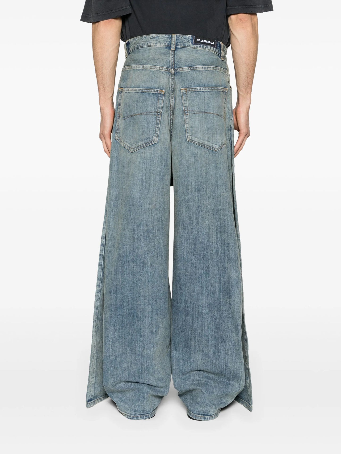 layered mid-rise wide-leg jeans