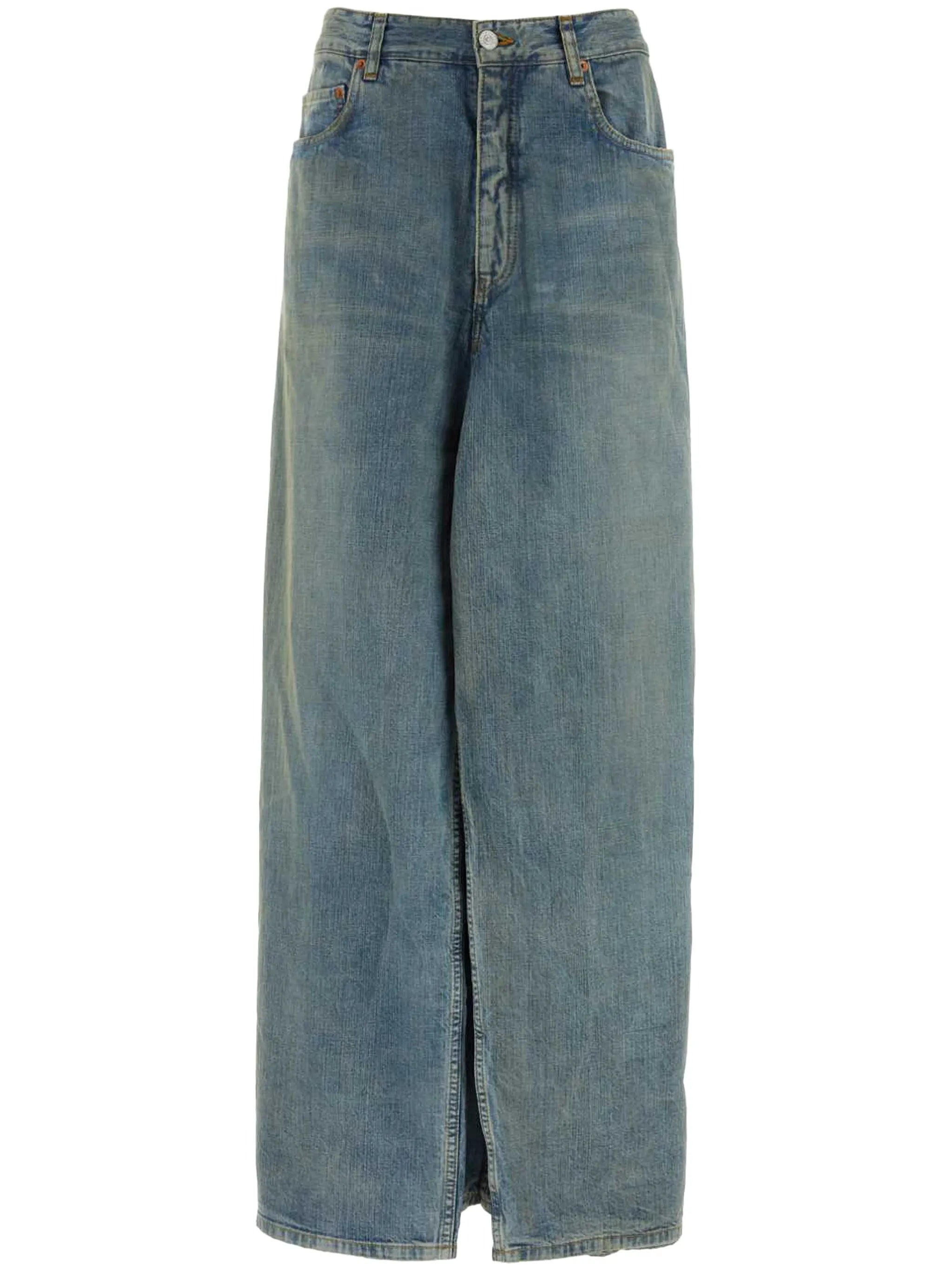 layered mid-rise wide-leg jeans