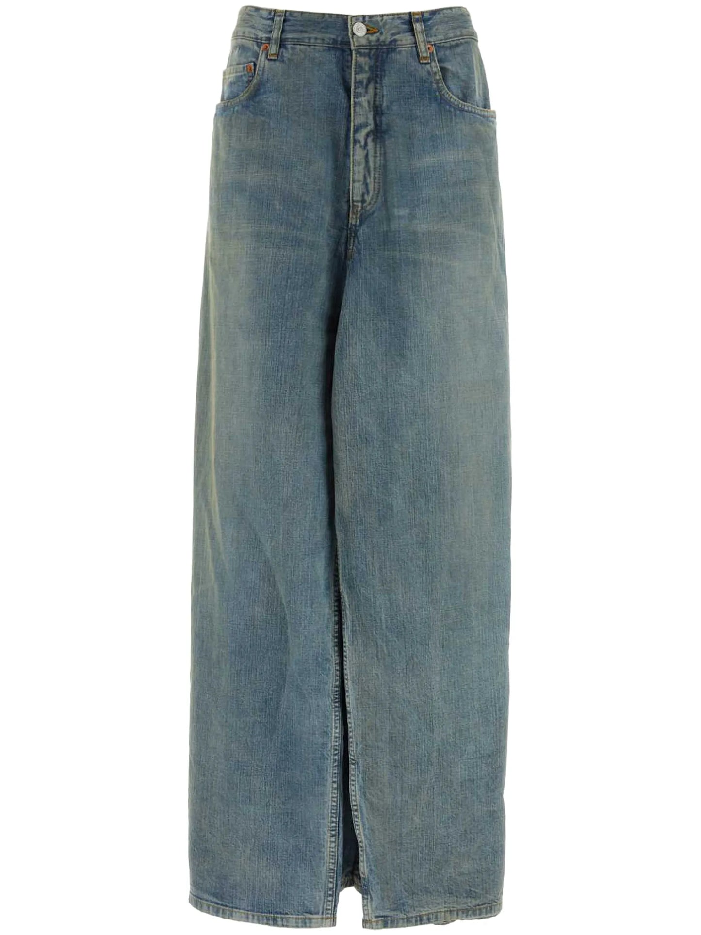 layered mid-rise wide-leg jeans