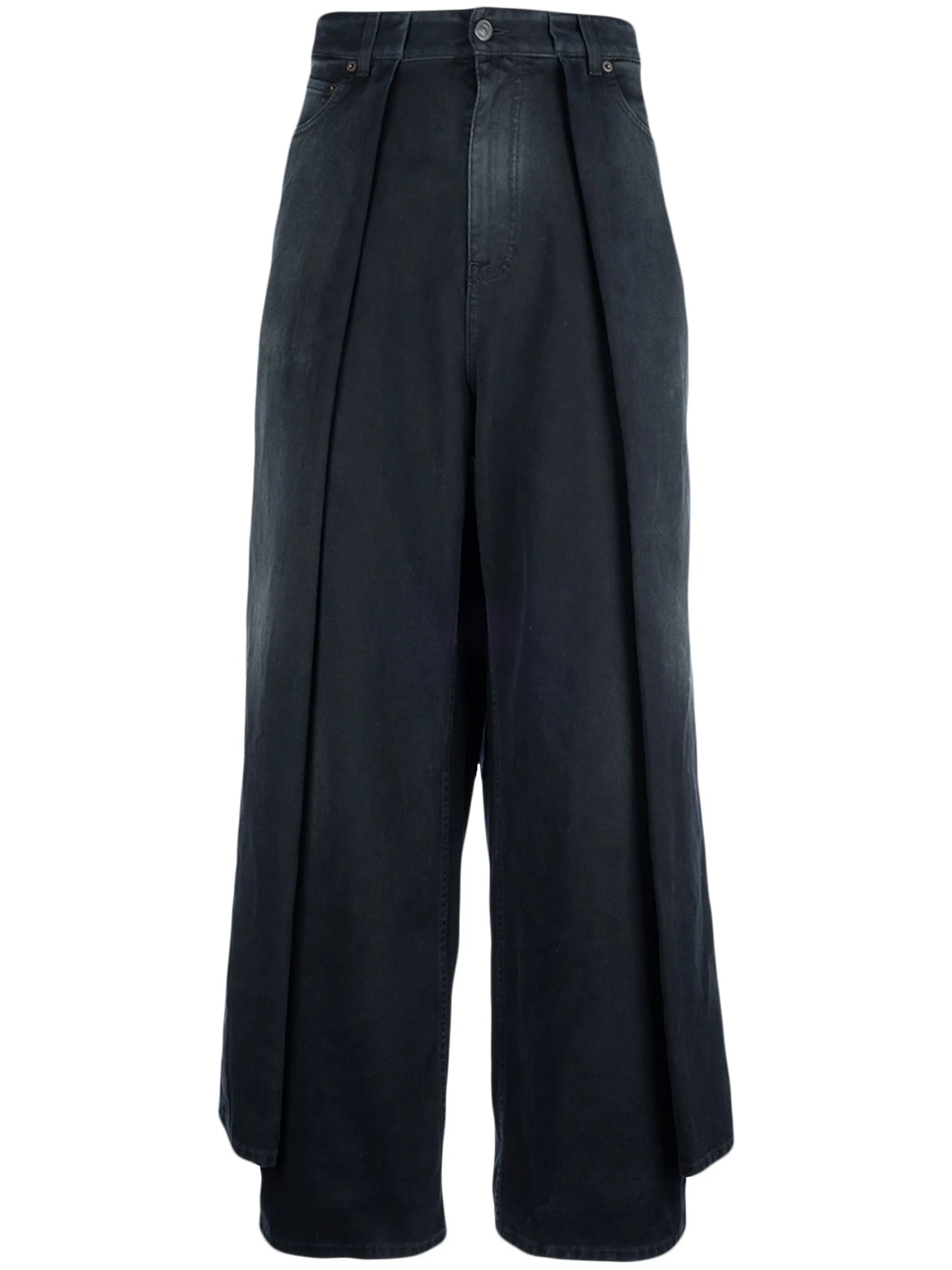 pleat-detailed wide-leg jeans
