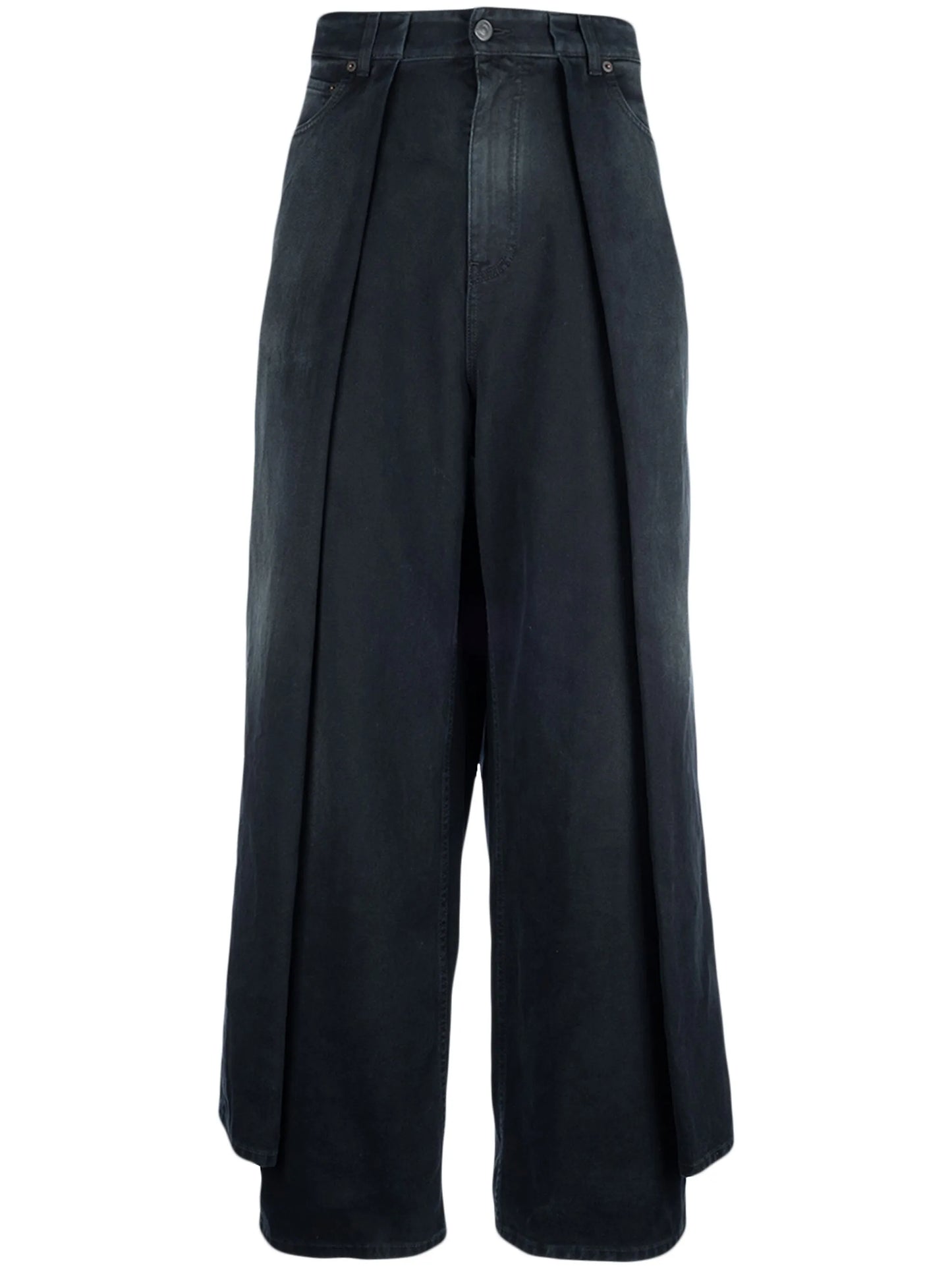 pleat-detailed wide-leg jeans