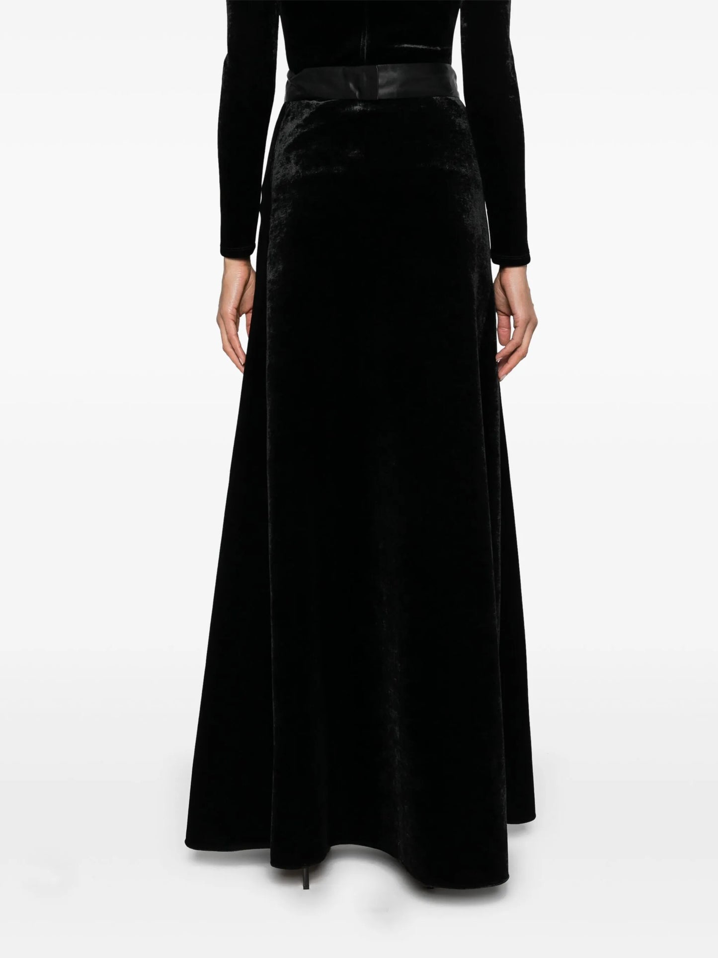 bow-detail velvet skirt