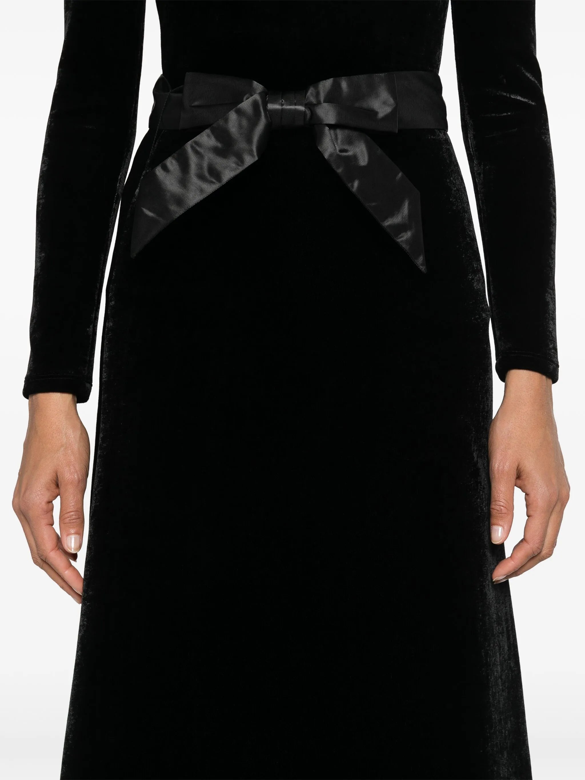 bow-detail velvet skirt