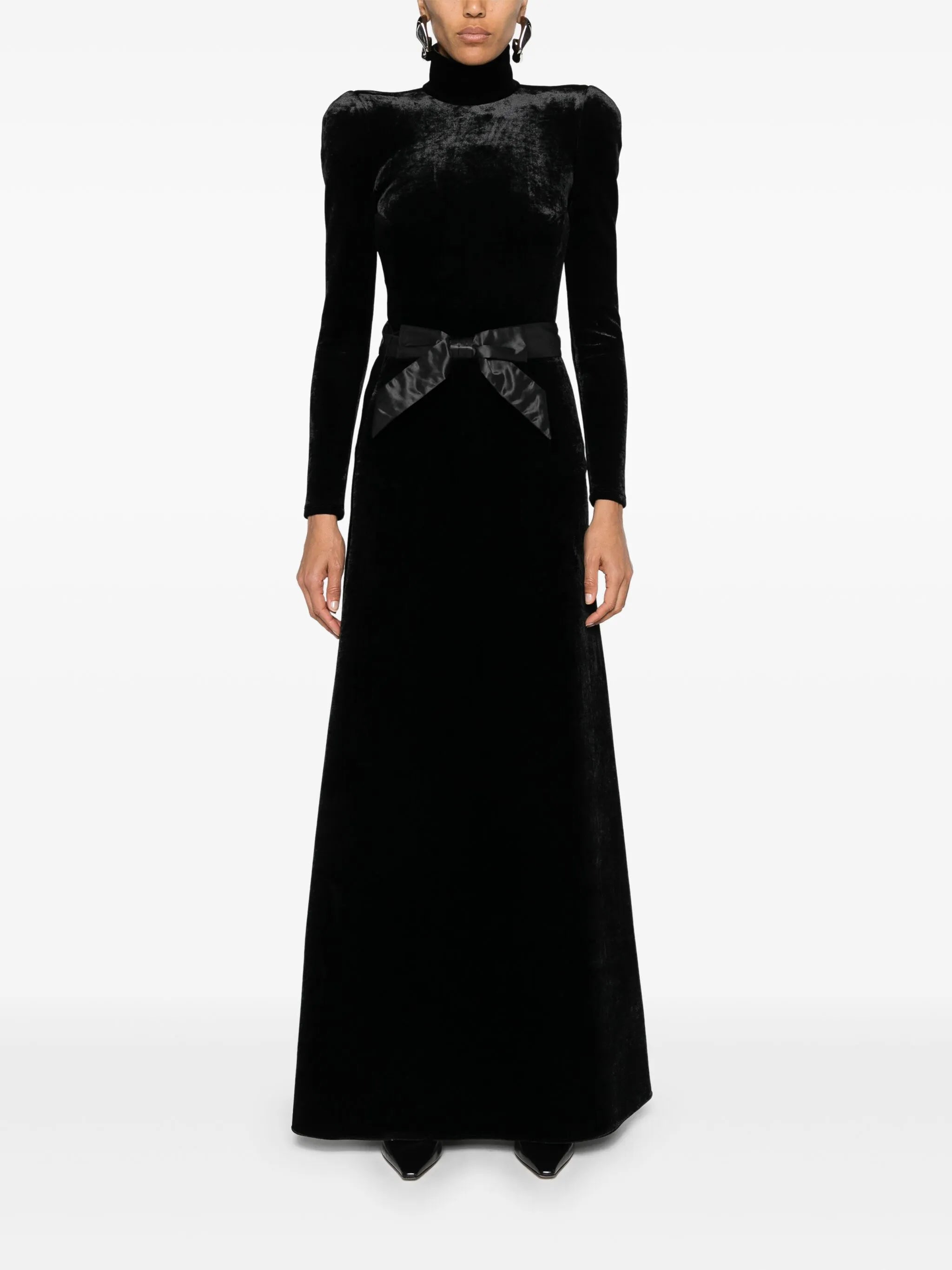 bow-detail velvet skirt