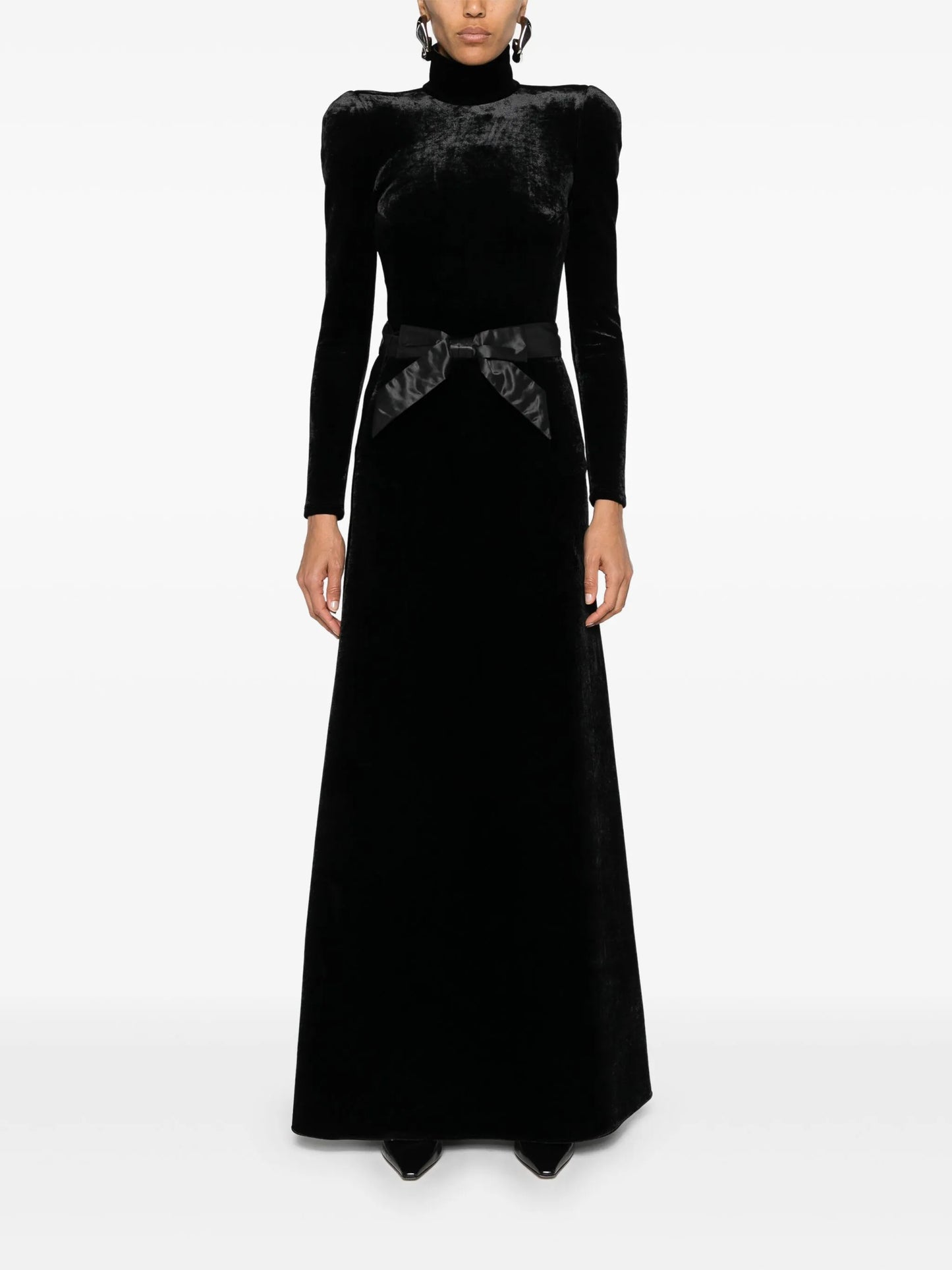 bow-detail velvet skirt
