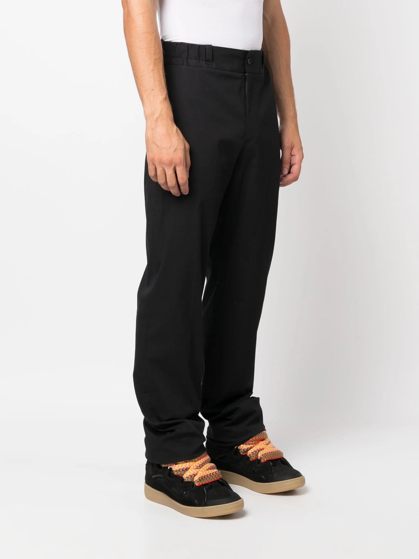 high-waist straight-leg trousers