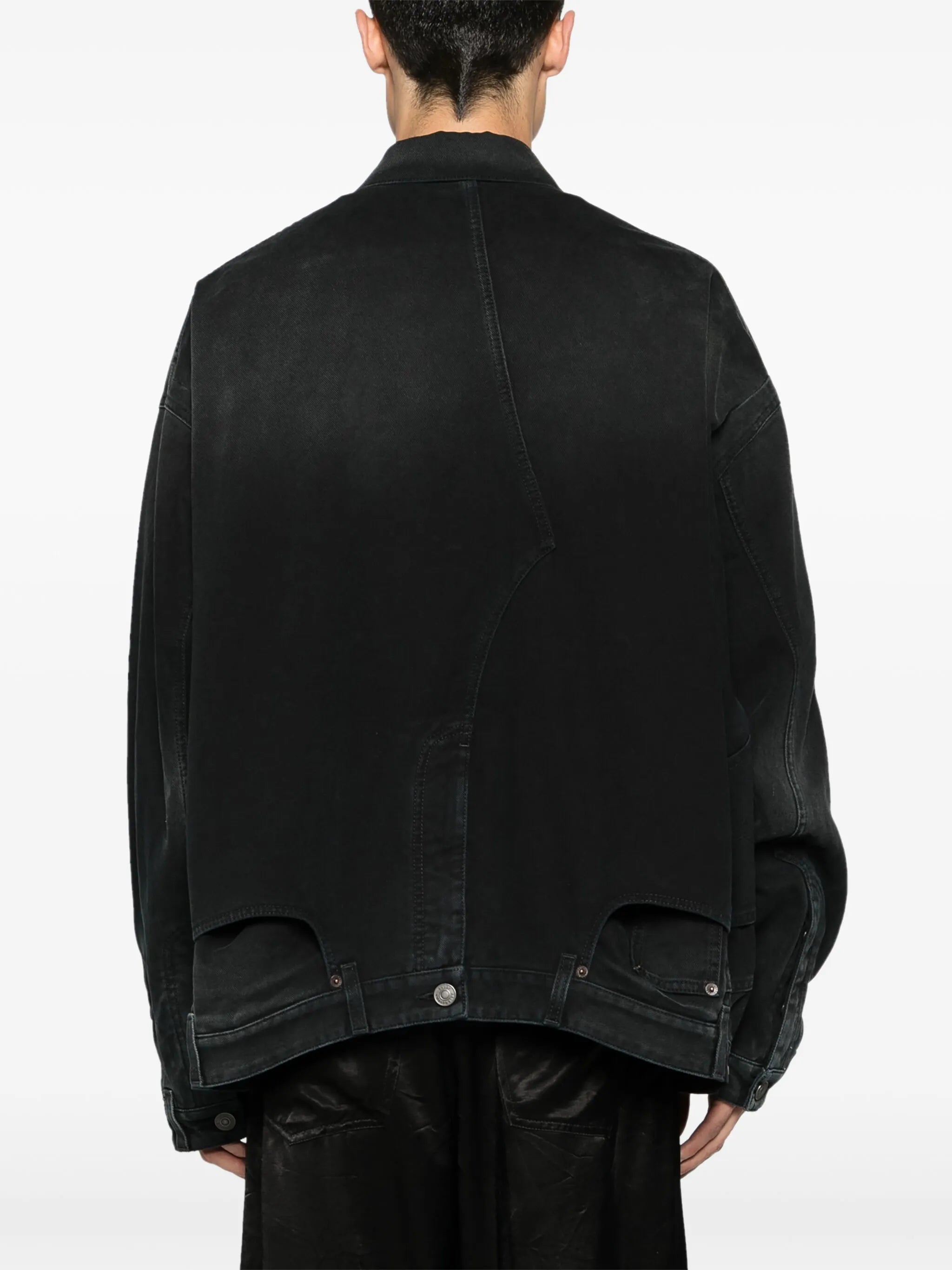 washed-denim button-up jacket