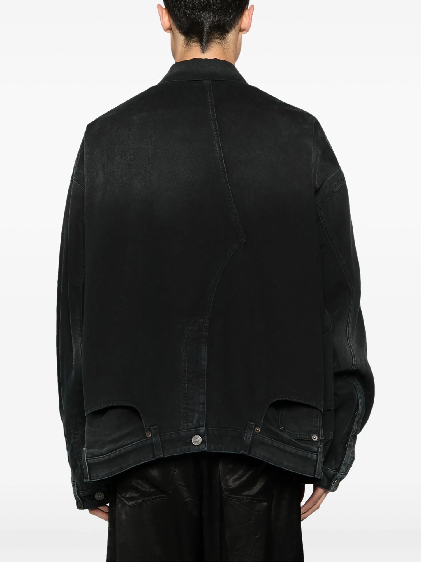 washed-denim button-up jacket