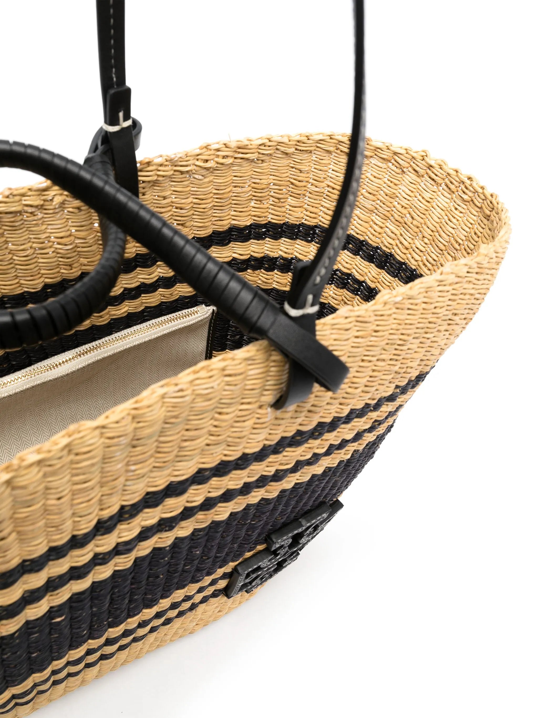Ella striped raffia tote bag