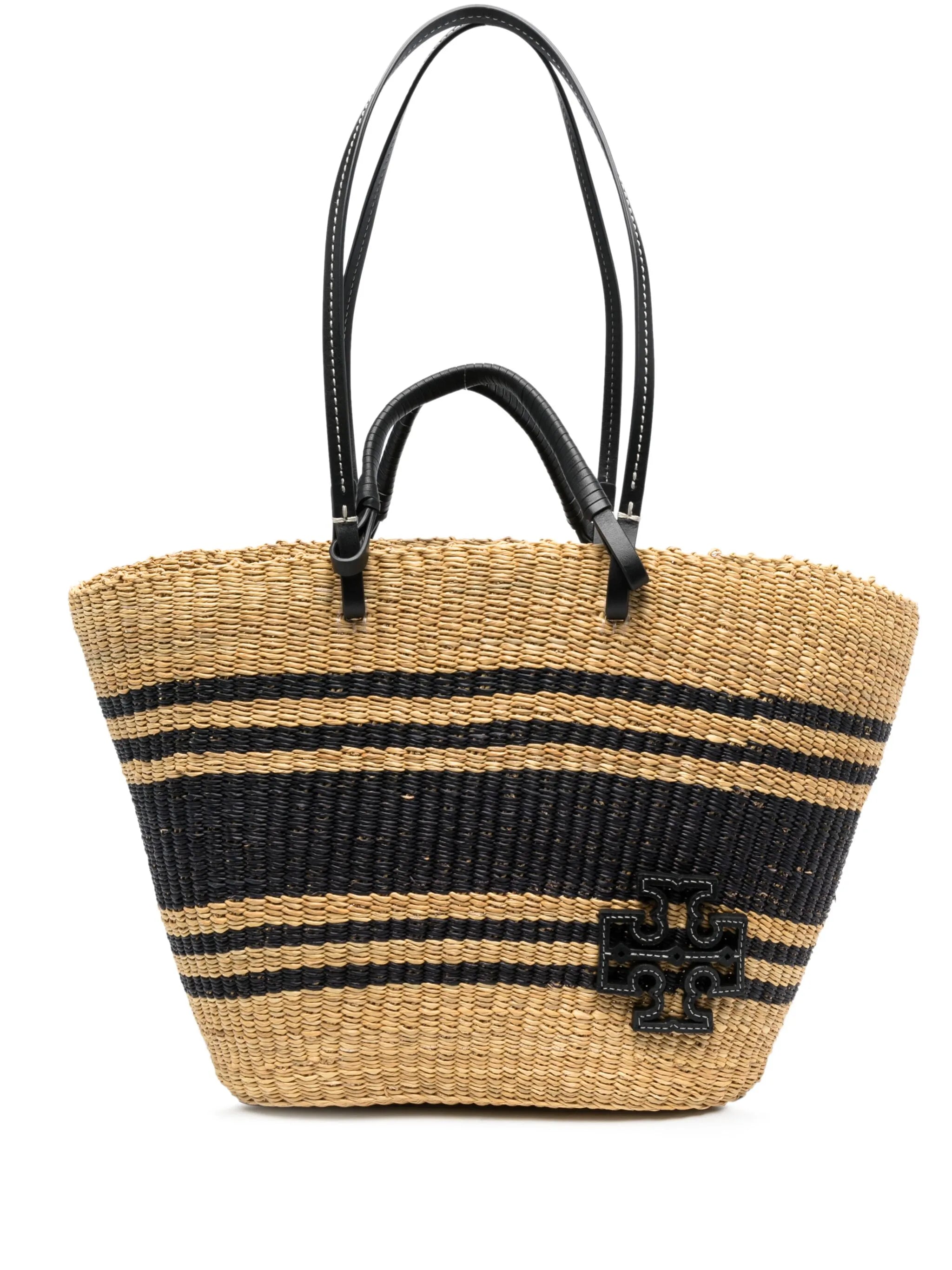Ella striped raffia tote bag