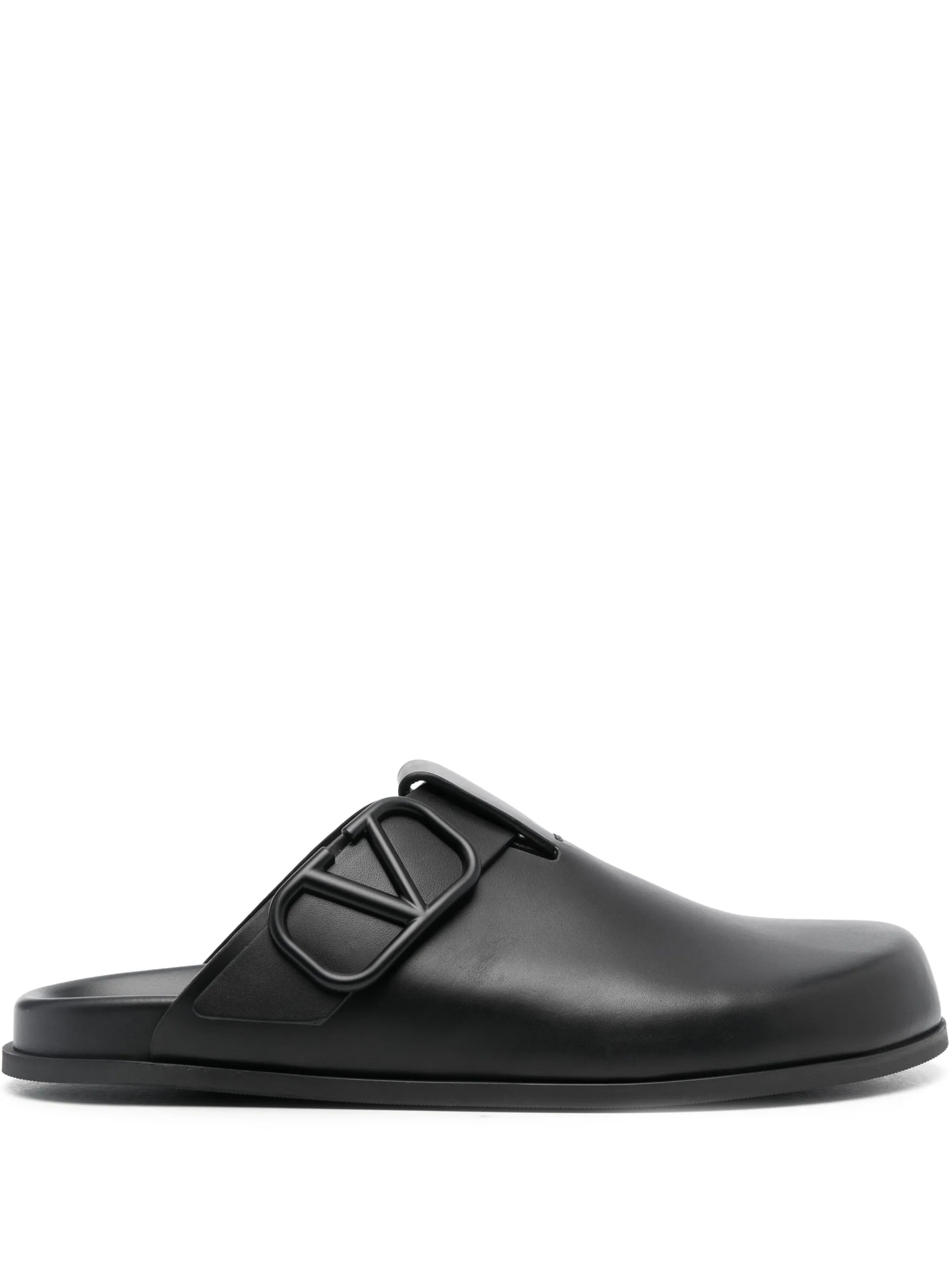 VLogo leather tonal slippers