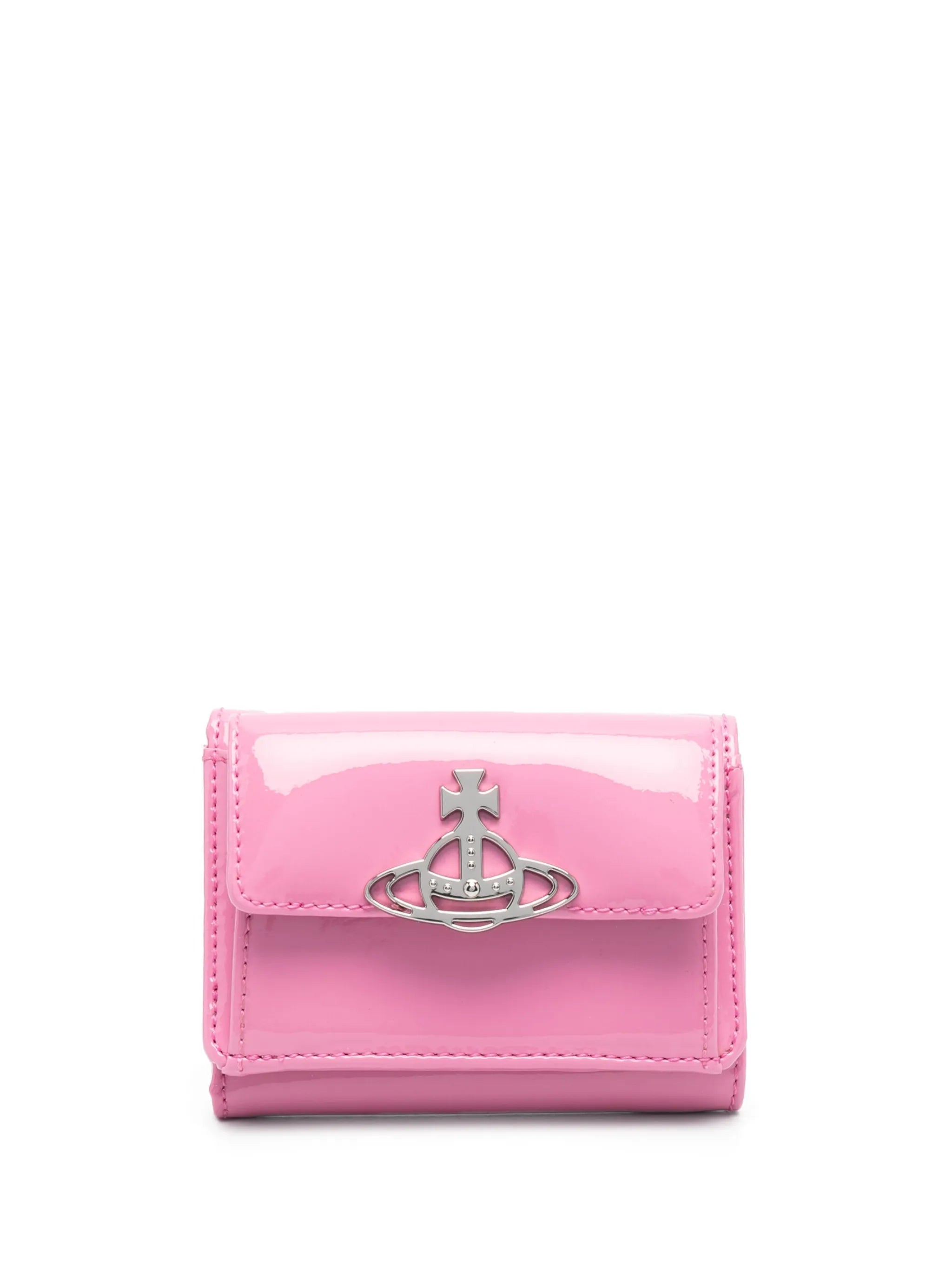 patent-finish tri-fold wallet