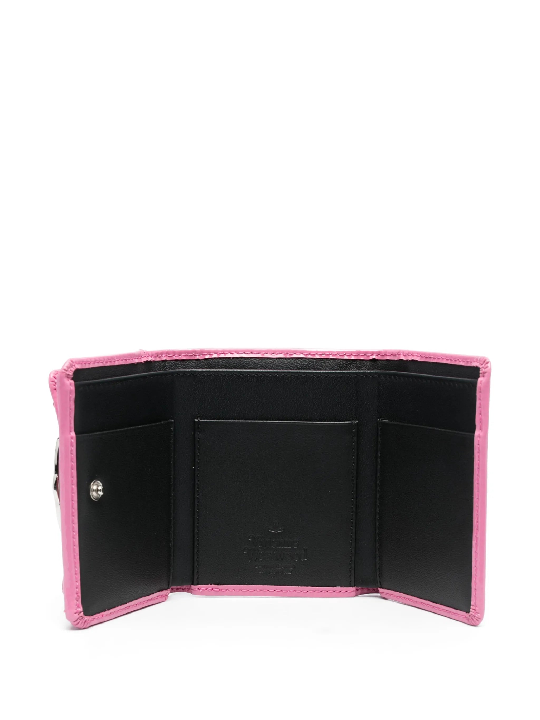patent-finish tri-fold wallet