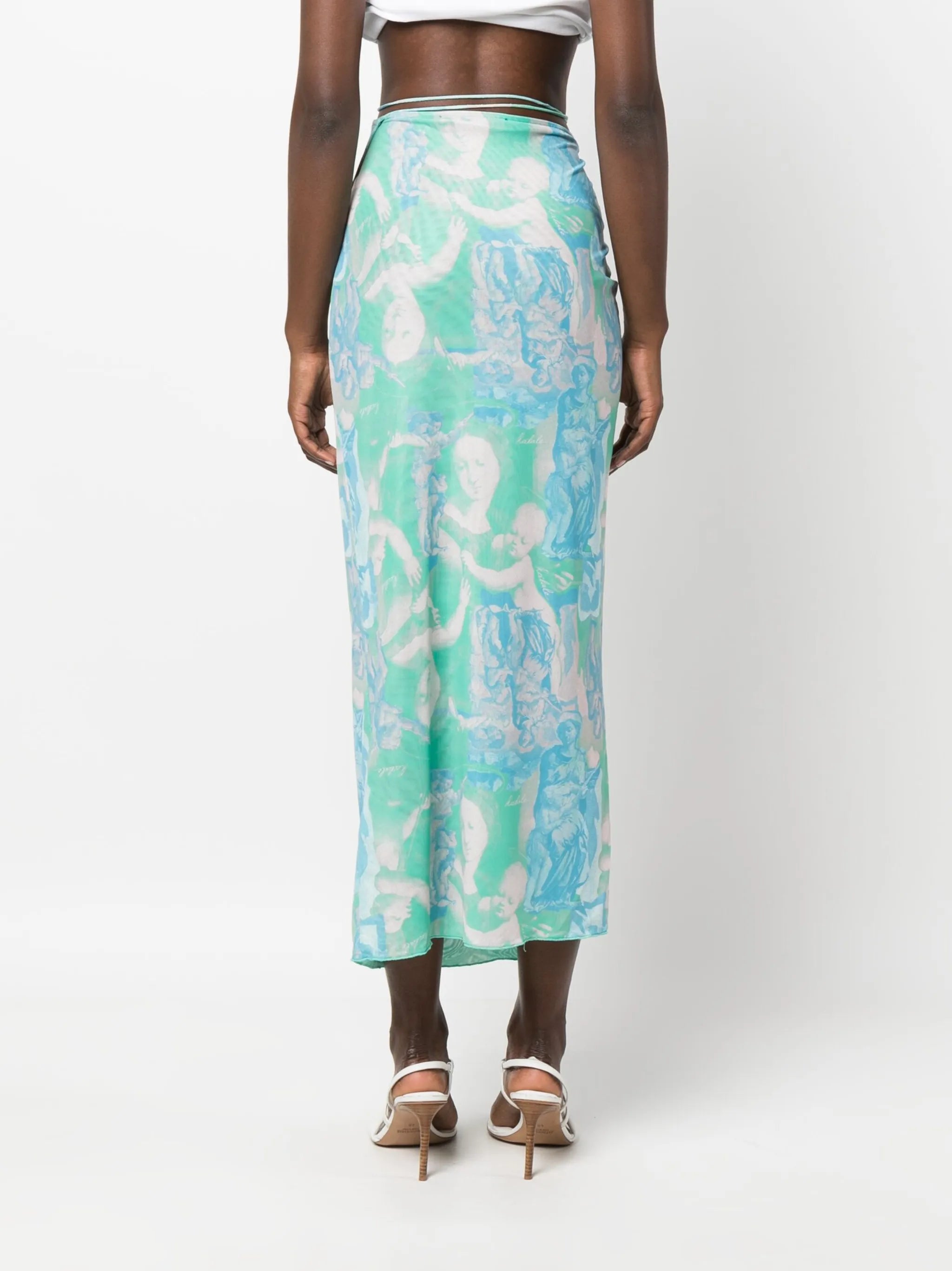 graphic-print wrap skirt