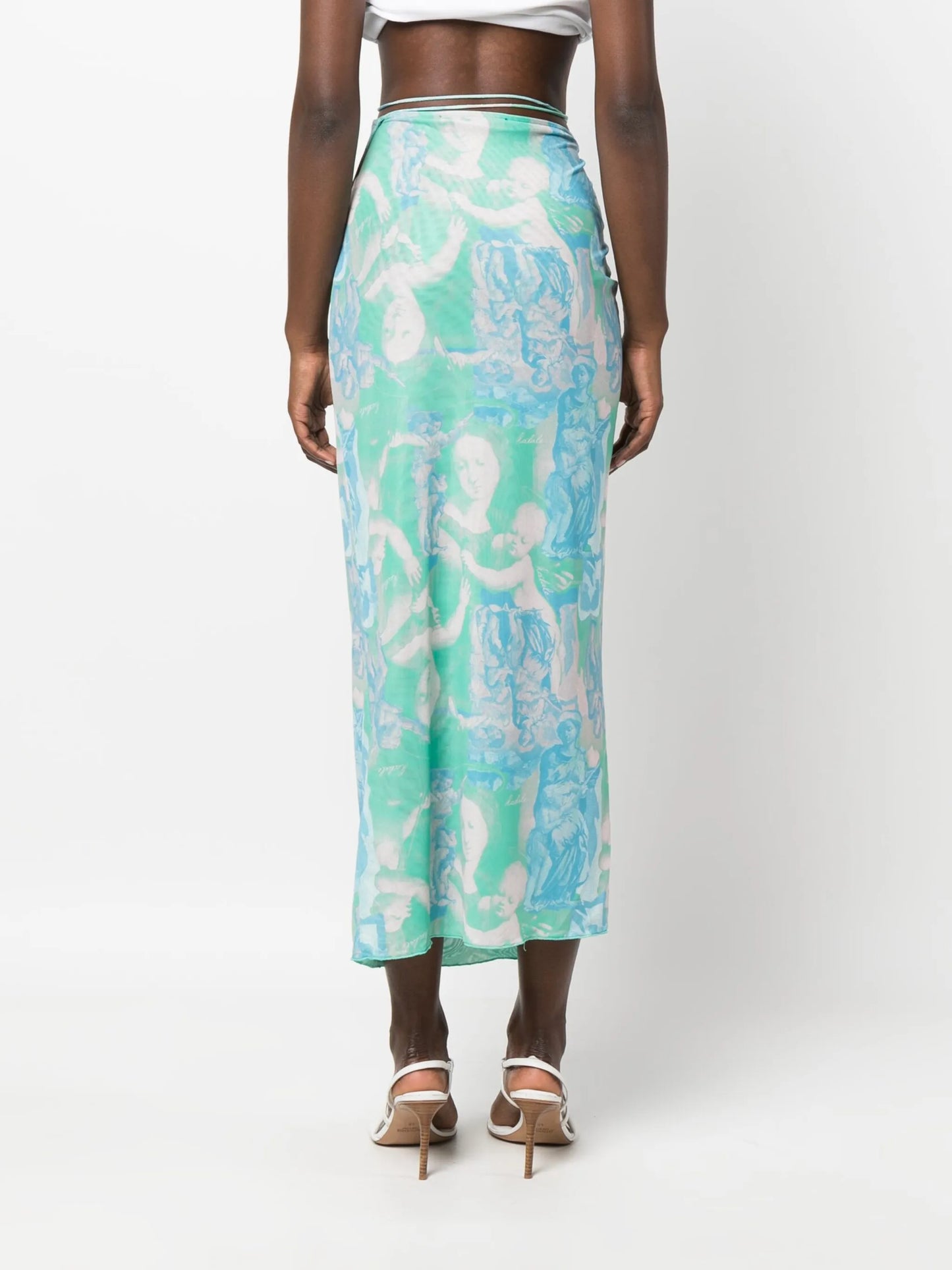 graphic-print wrap skirt