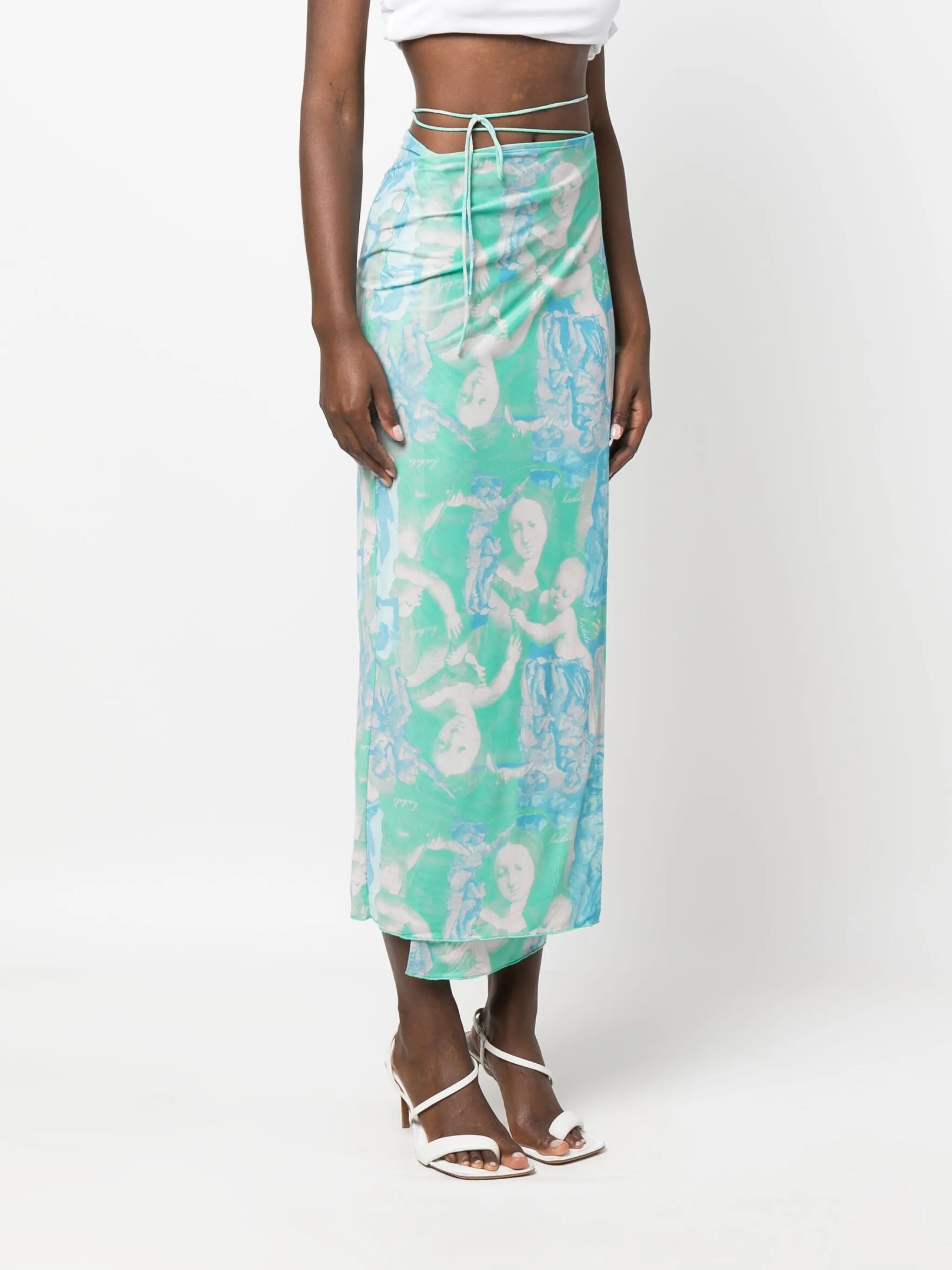 graphic-print wrap skirt