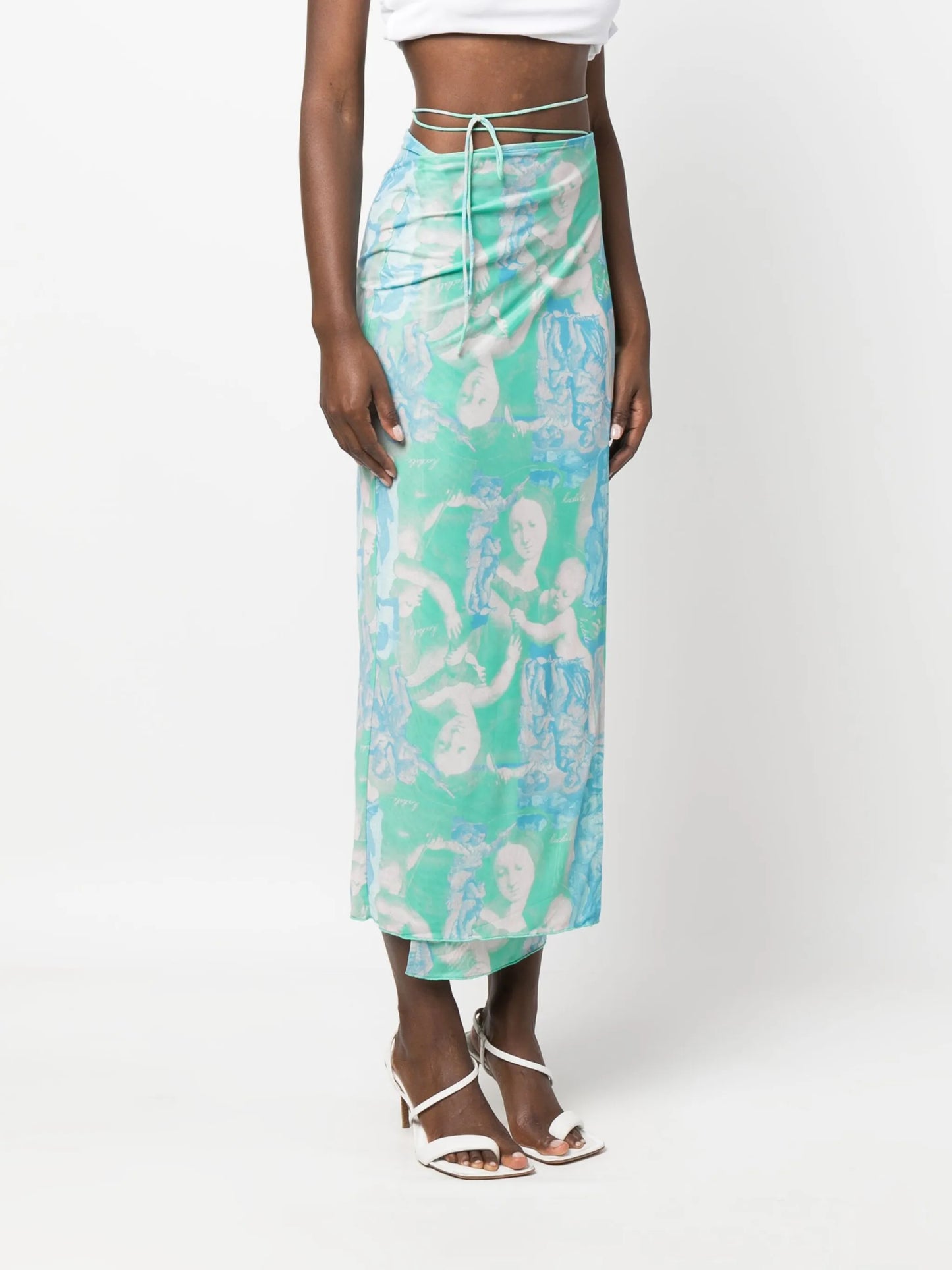 graphic-print wrap skirt