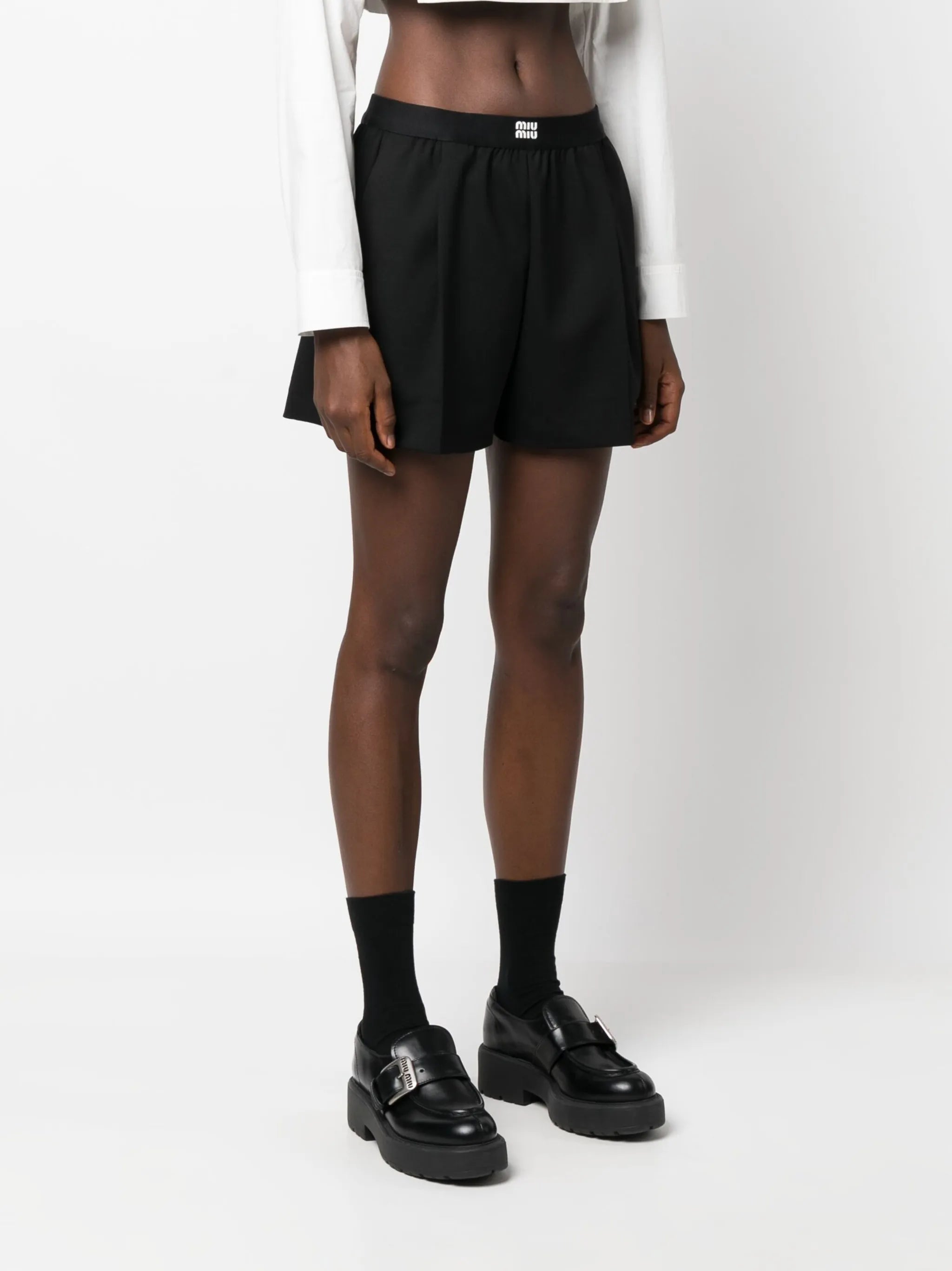 logo-print high-waisted shorts