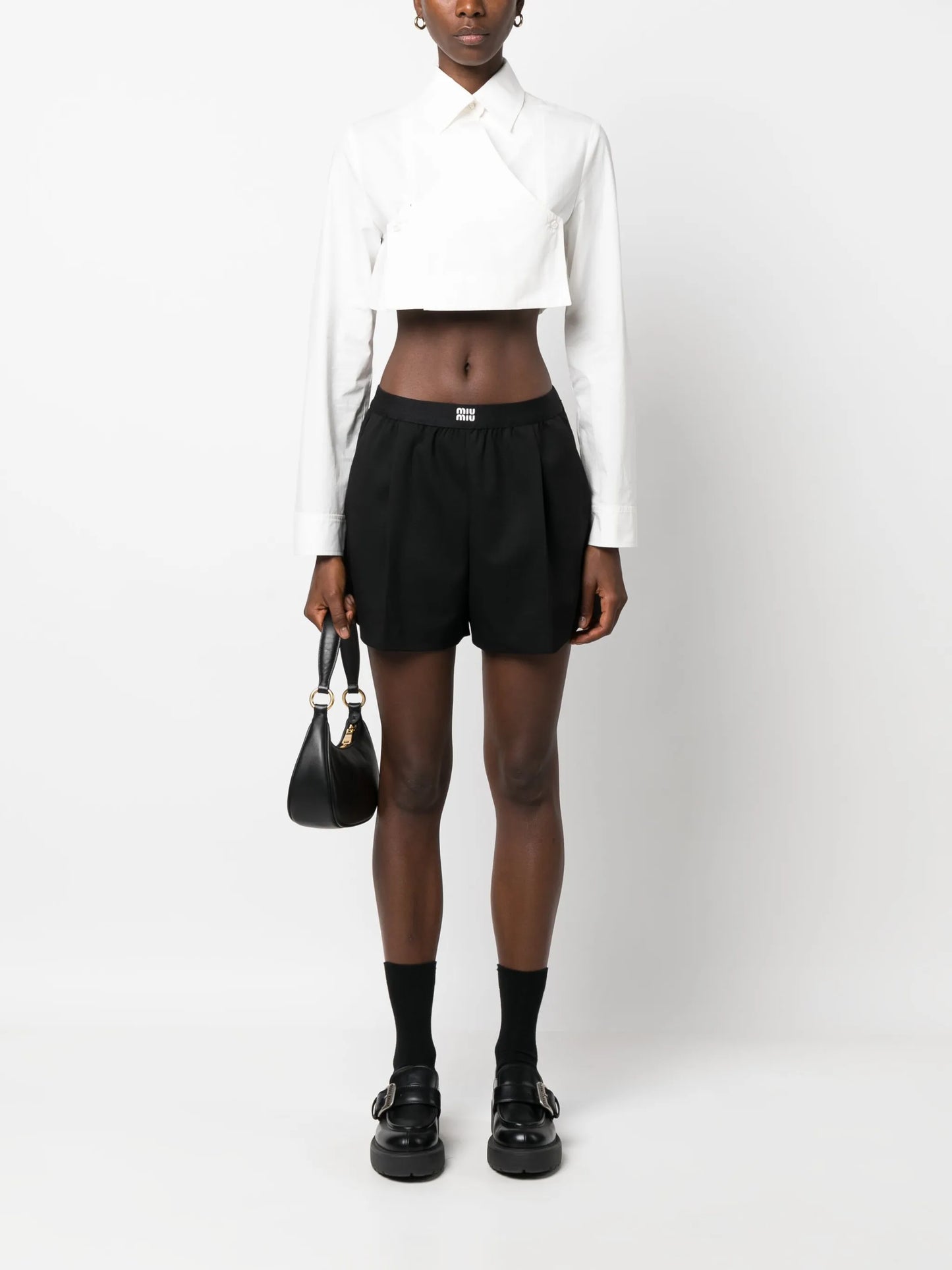logo-print high-waisted shorts
